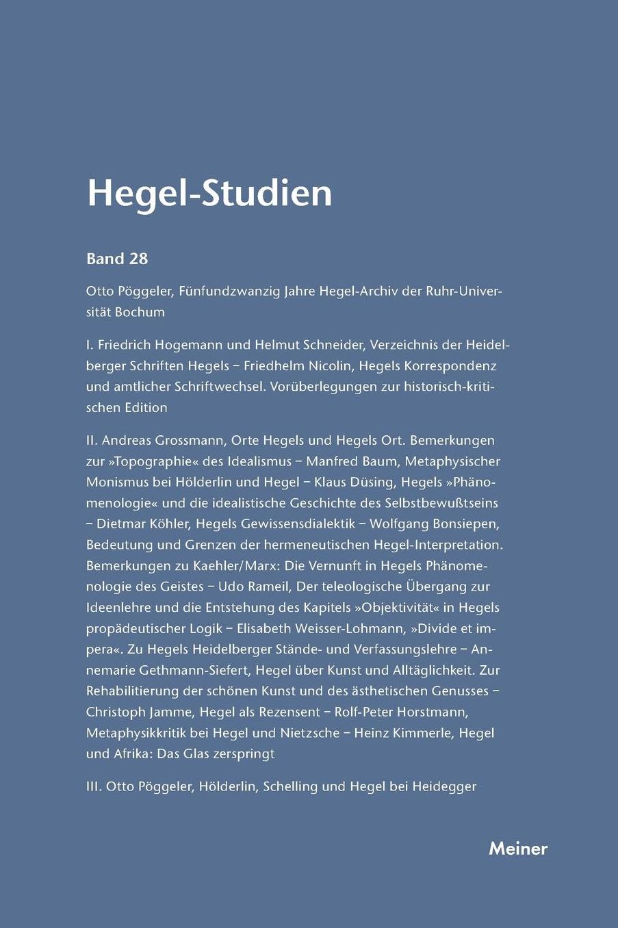Hegel-Studien Band 28 (1993)
