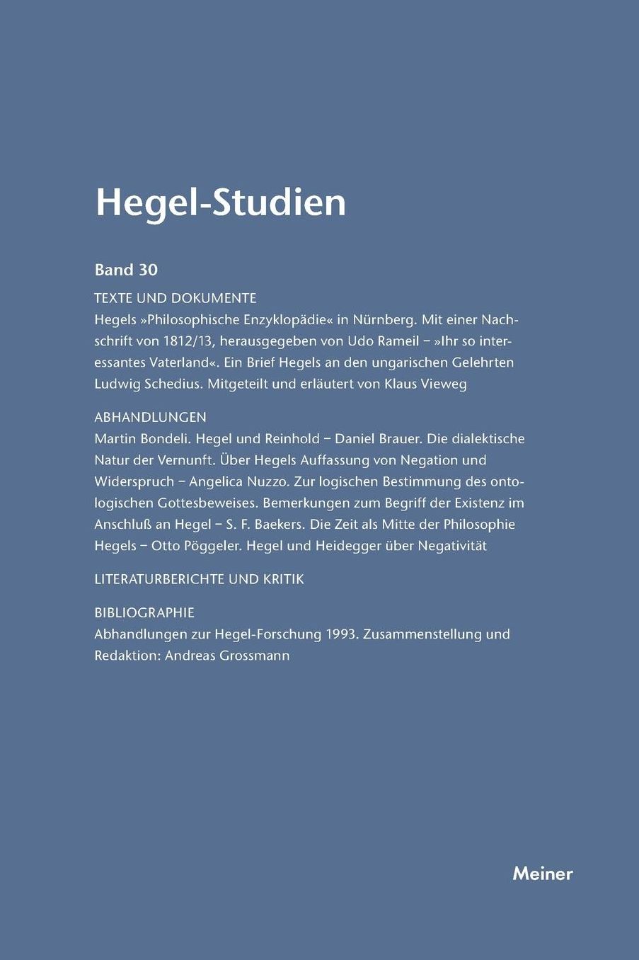 Hegel-Studien Band 30 (1995)