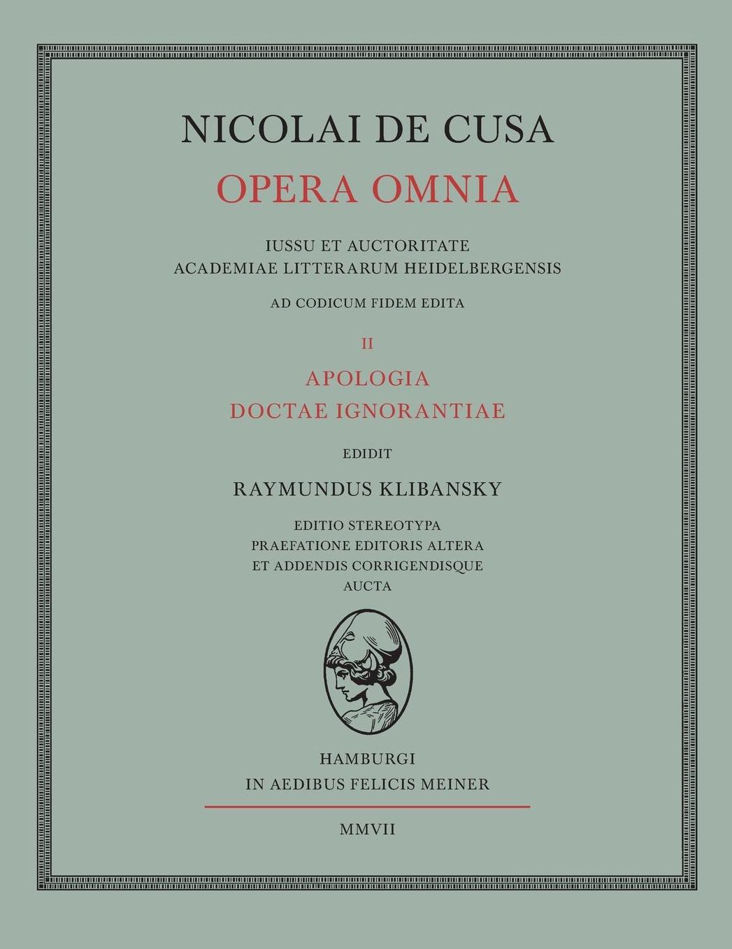 Nicolai de Cusa Opera omnia. Volumen II.