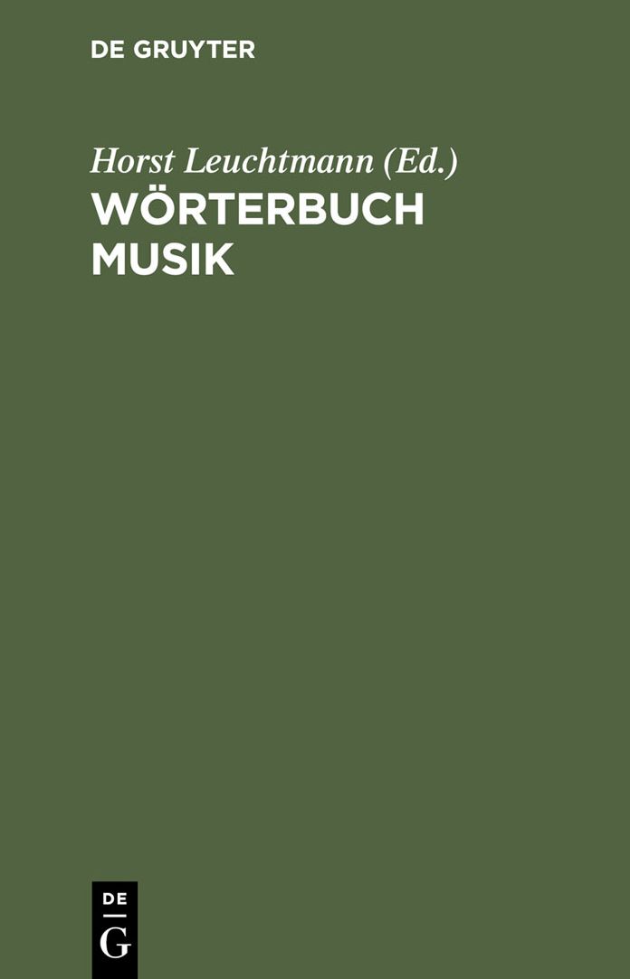 Worterbuch Musik: Englisch-Deutsch/Deutsch-Englisch