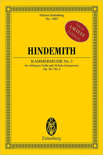 Kammermusik No. 3, Op. 36, No. 2: Obbligato Cello and 10 Solo Instruments Study Score