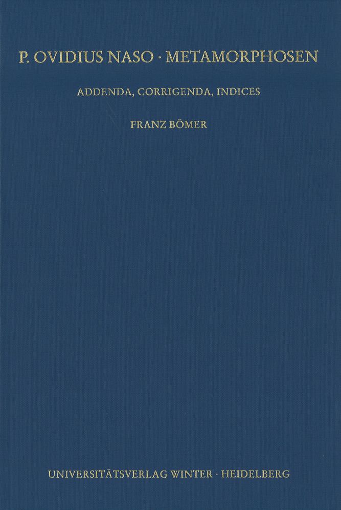 P. Ovidius Naso: Metamorphosen, Addenda und Corrigenda