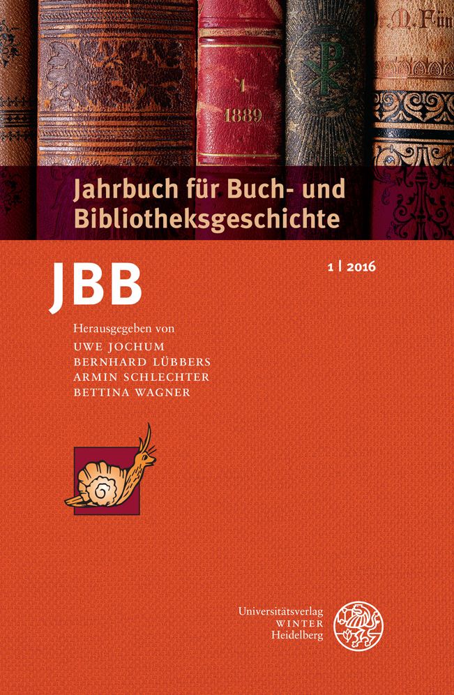 Jahrbuch fur Buch- und Bibliotheksgeschichte 1 u 2016