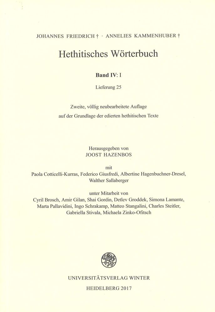 Hethitisches Worterbuch Band IV: I (Lieferung 25)