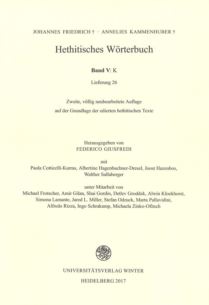 Hethitisches Worterbuch Band V: K (Lieferung 26)