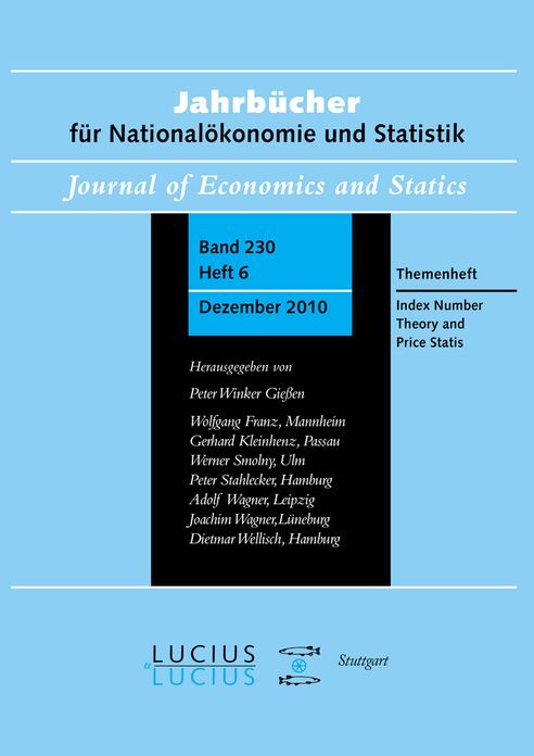 Index Number Theory and Price Statistics: Sonderausgabe Heft 6/Bd. 230 (2010) Jahrbucher fur Nationalokonomie und Statistik