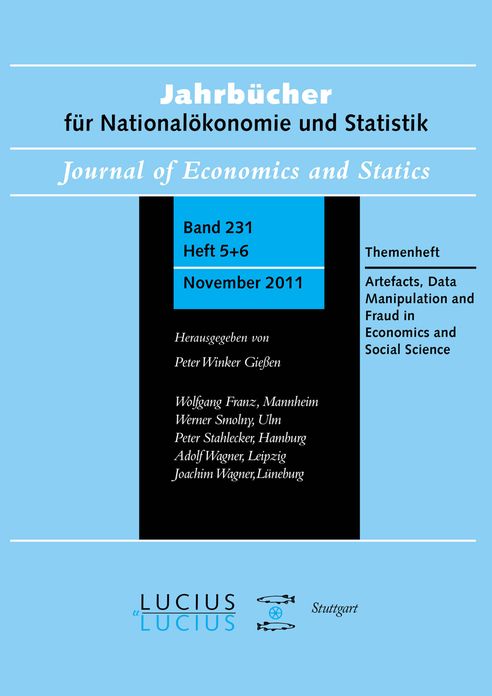 Methodological Artefacts, Data Manipulation and Fraud in Economics and Social Science: Themenheft 5+6/Bd. 231(2011) Jahrbucher fur Nationalokonomie und Statistik