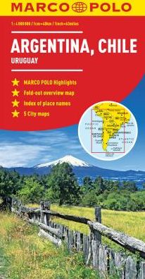 Argentina, Chile Marco Polo Map (Uruguay)