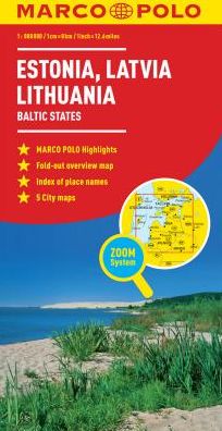 Estonia, Latvia, Lithuania Marco Polo Map (Baltic States)