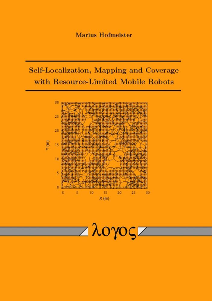 Self-Localization, Mapping and Coverage with Resource-Limited Mobile Robots