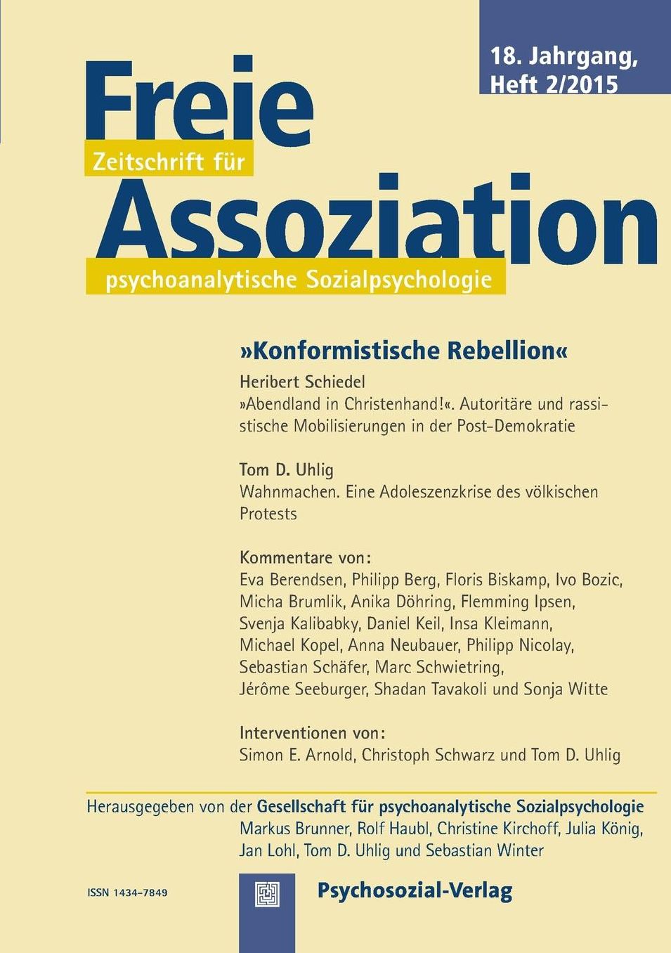 Freie Assoziation - Zeitschrift f r psychoanalytische Sozialpsychologie 2/2015