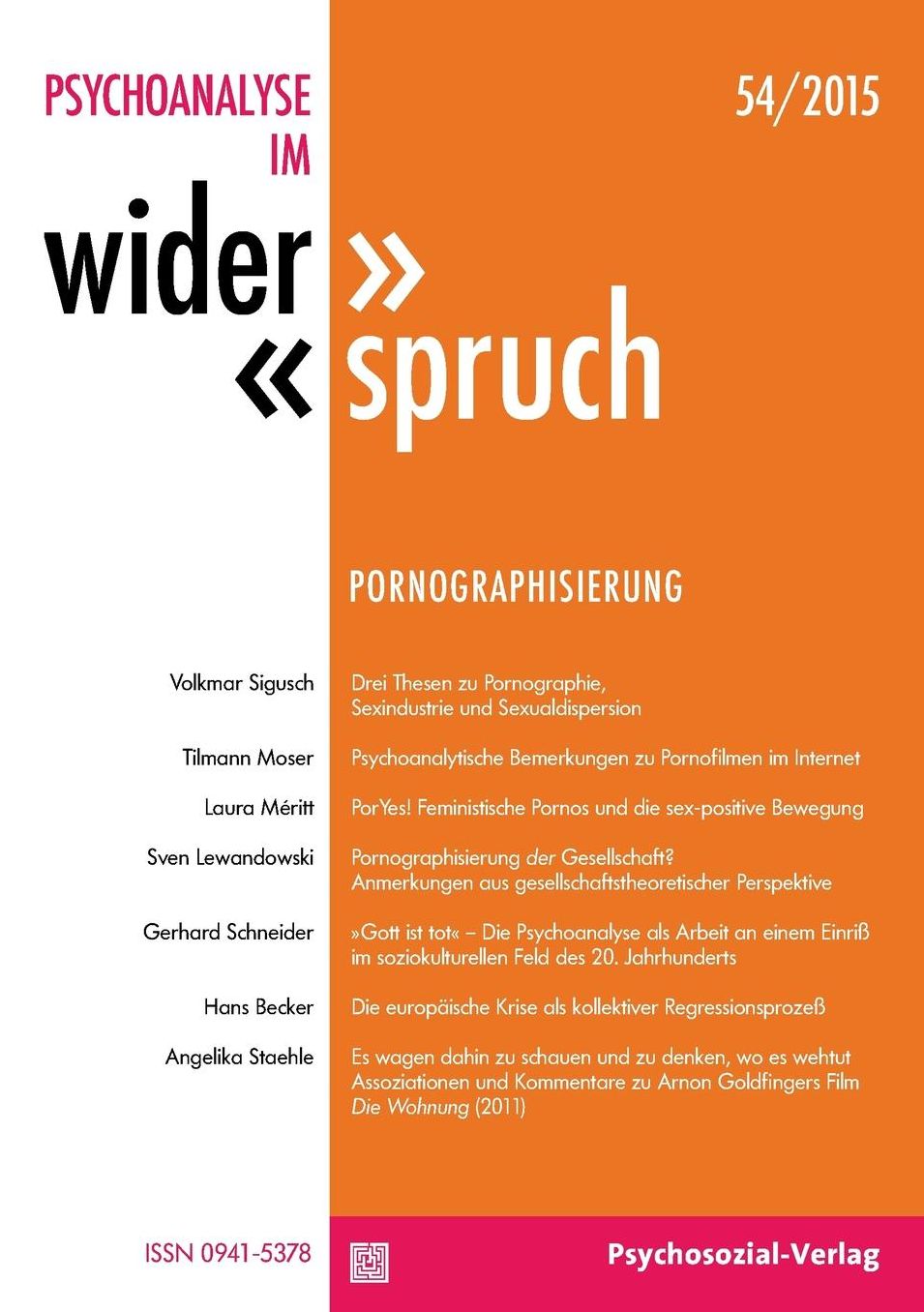 Psychoanalyse im Widerspruch Nr. 54: Pornographisierung