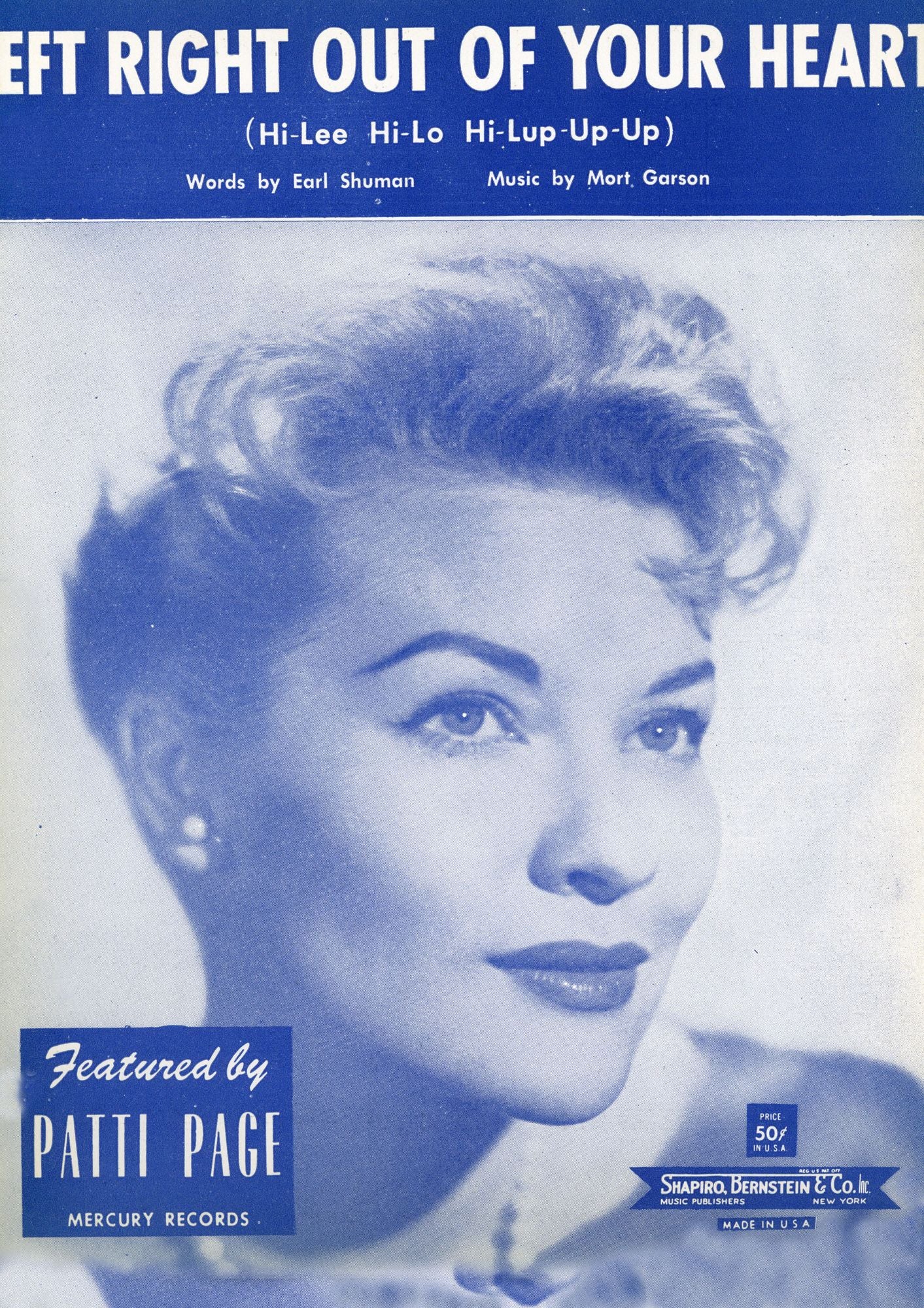 Left Right Of Your Heart (Hi-Lee Hi-Lo Hi-Lup-Up-Up): as performed by Patti Page, Single Songbook