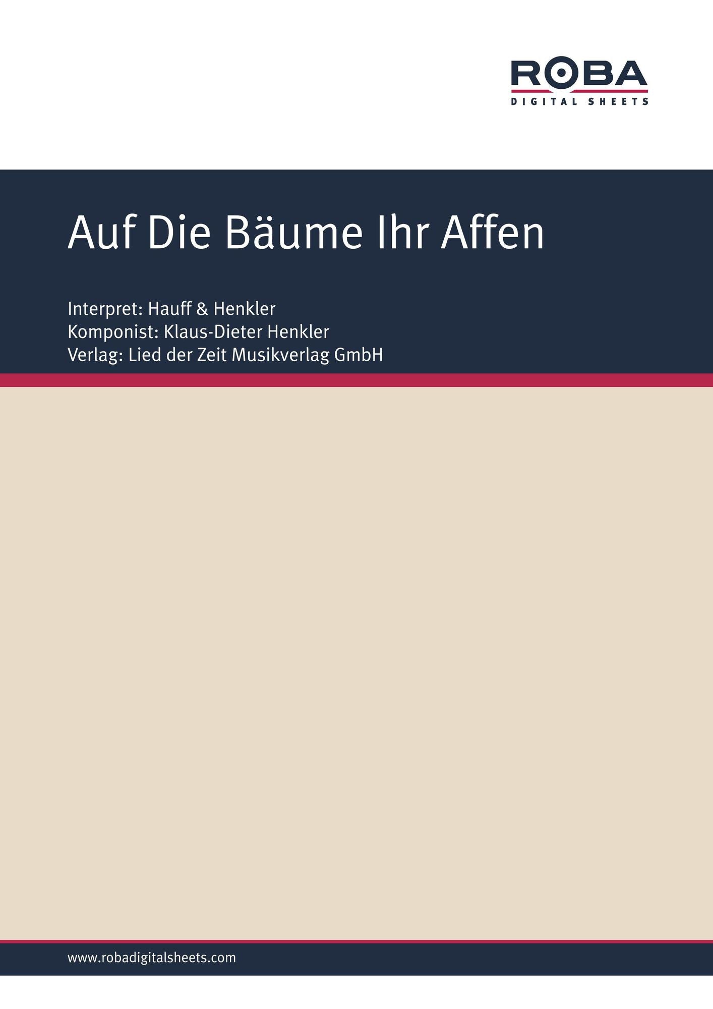 Auf Die Bäume Ihr Affen : Single Songbook; as performed by Hauff & Henkler