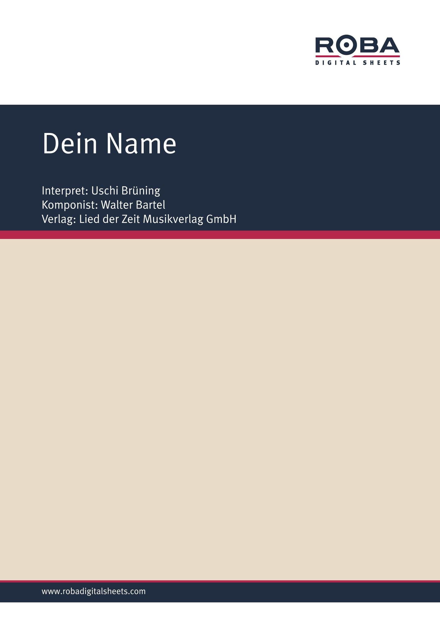 Dein Name : Single Songbook; as performed by Uschi Brüning