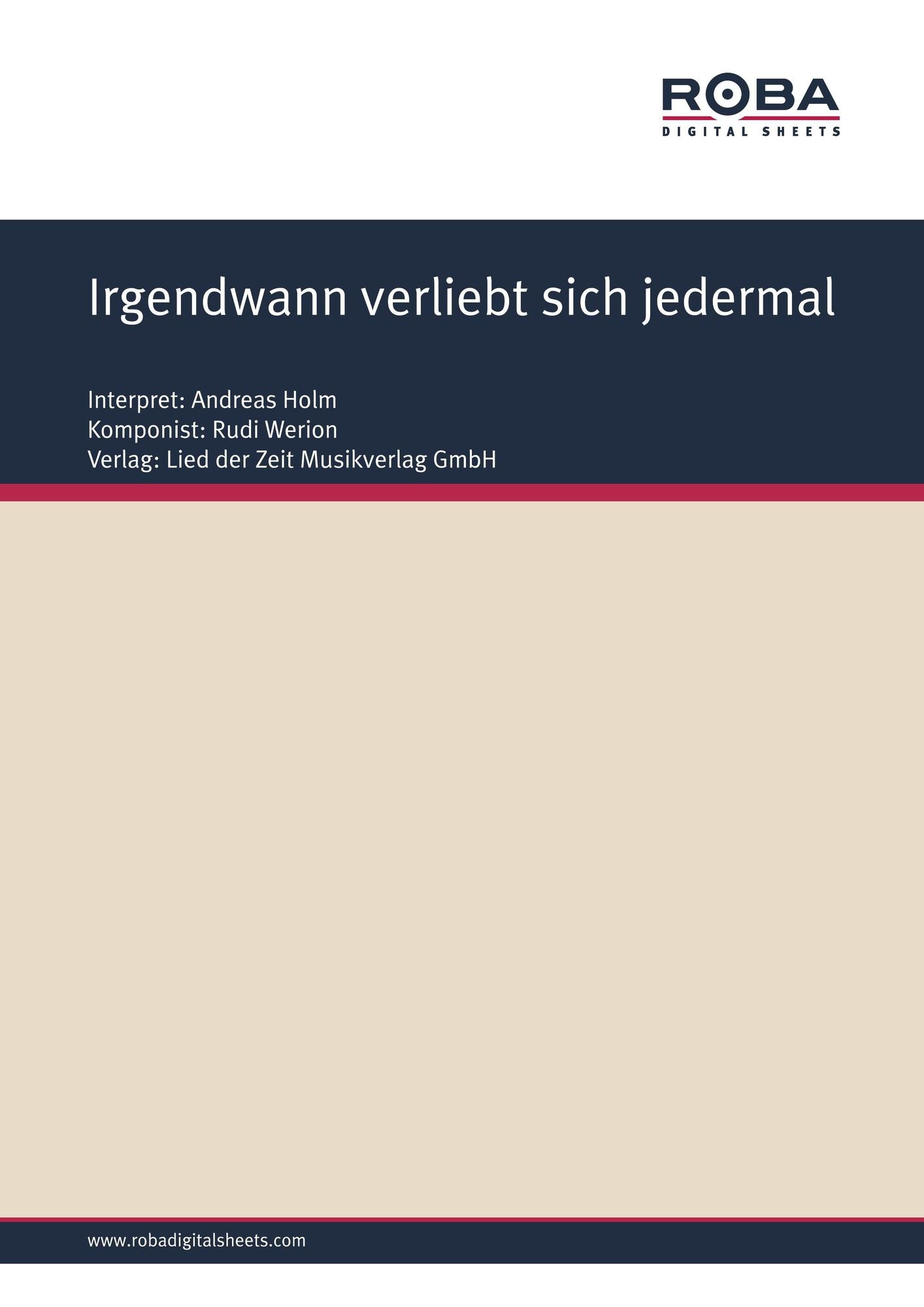 Irgendwann verliebt sich jedermal : Single Songbook; as performed by Andreas Holm