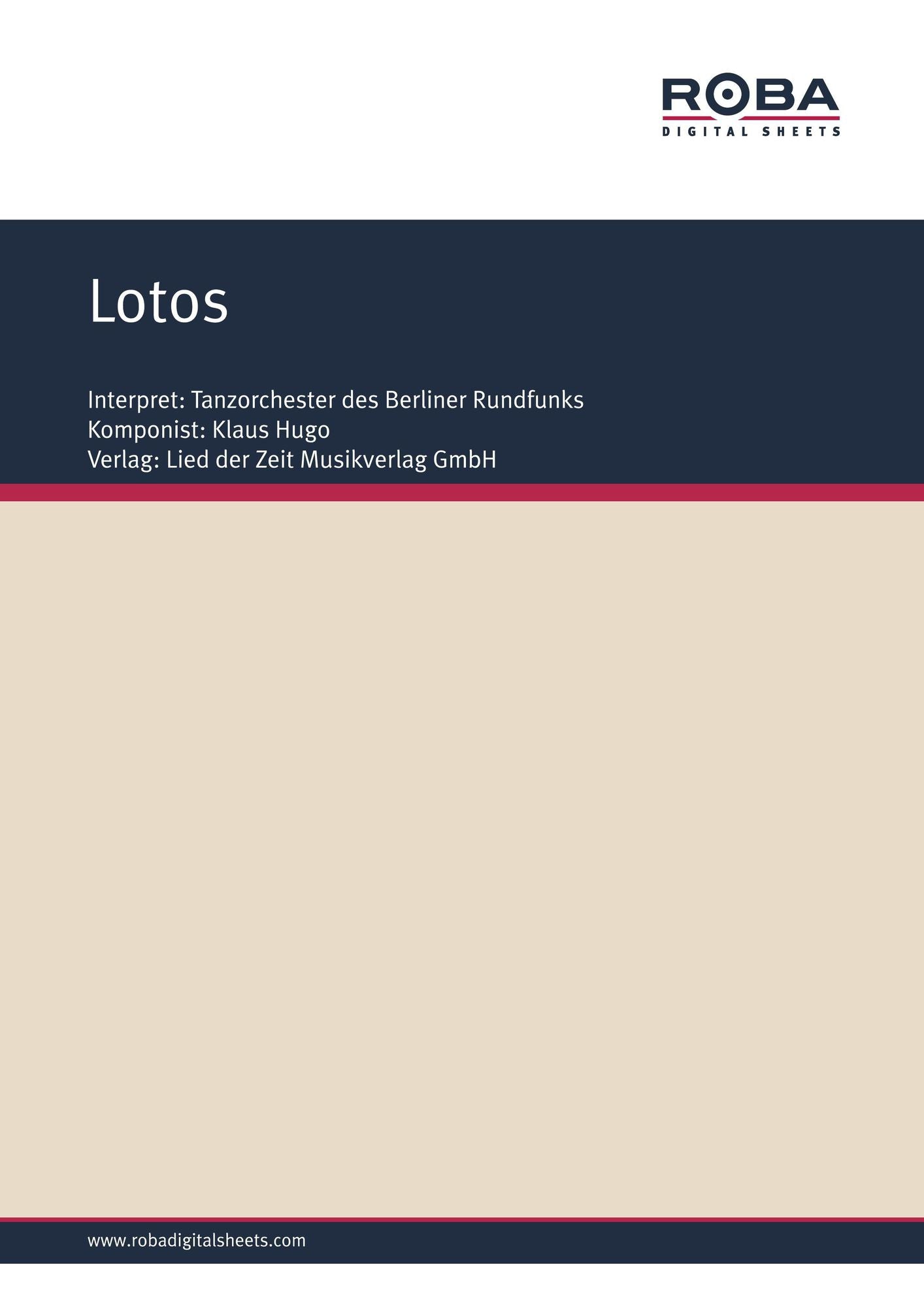 Lotos : Single Songbook; as performed by Tanzorchester des Berliner Rundfunks