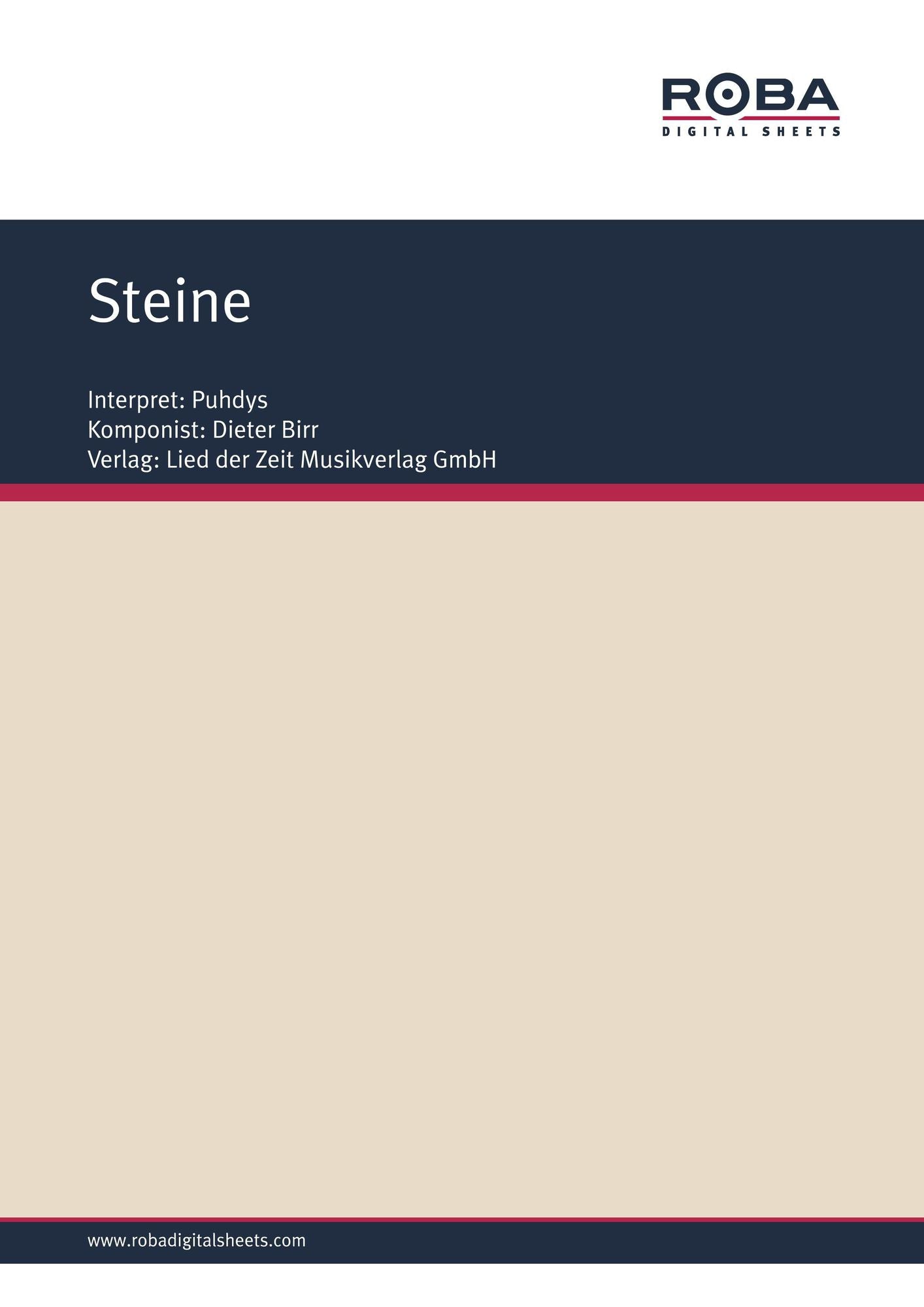 Steine: Single Songbook; as performed by Puhdys