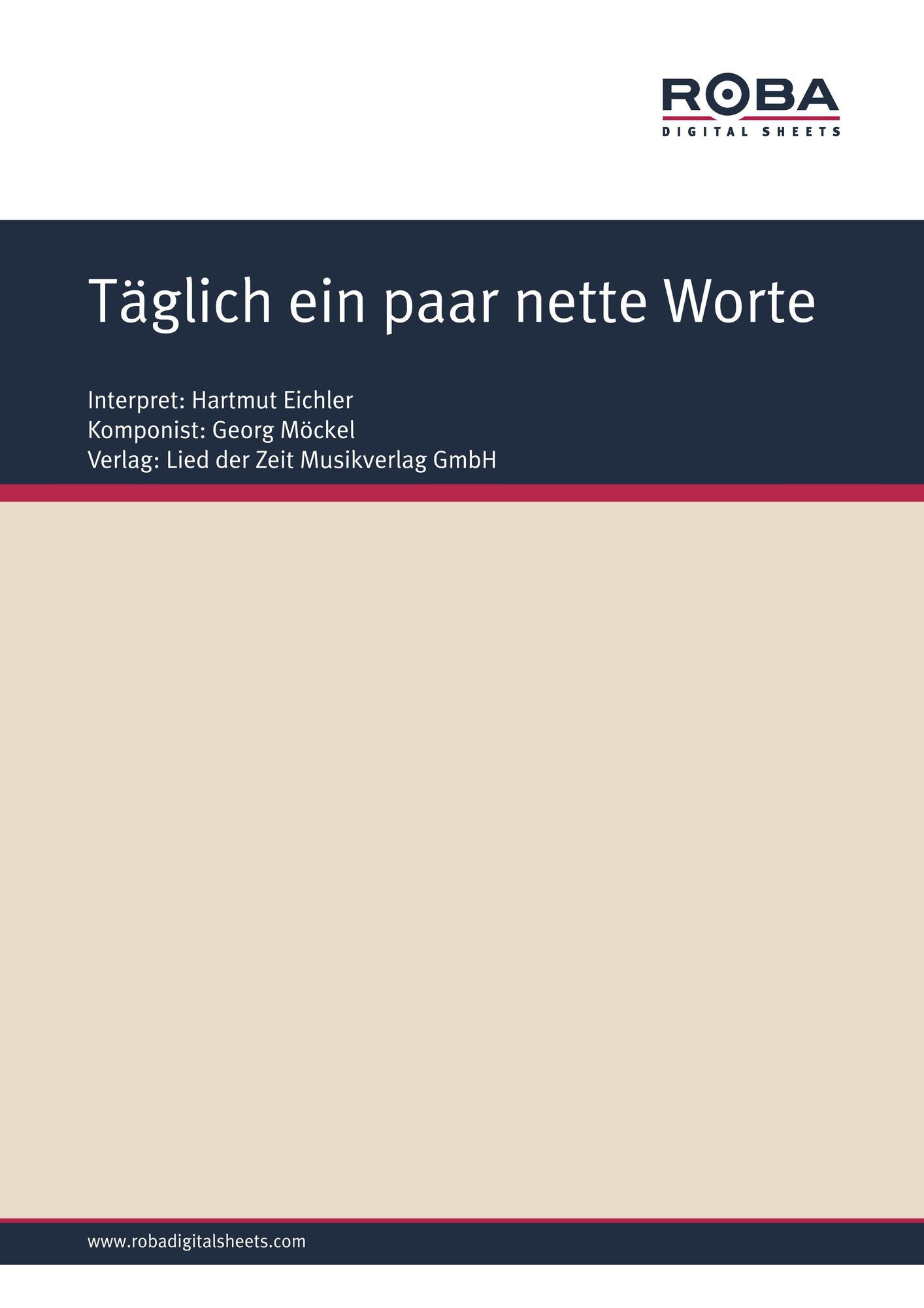 Täglich ein paar nette Worte : Single Songbook; as performed by Hartmut Eichler