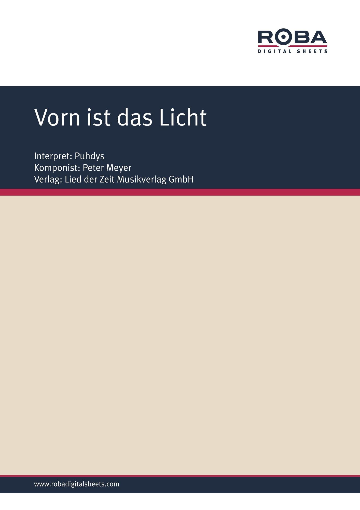 Vorn ist das Licht : Single Songbook; as performed by Puhdys
