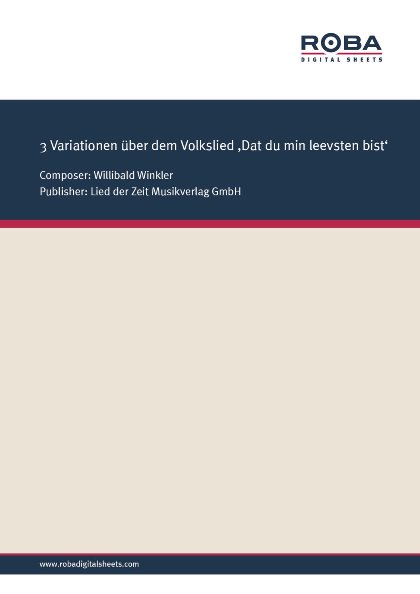 3 Variationen über dem Volkslied "Dat du min leevsten bist": Single Songbook