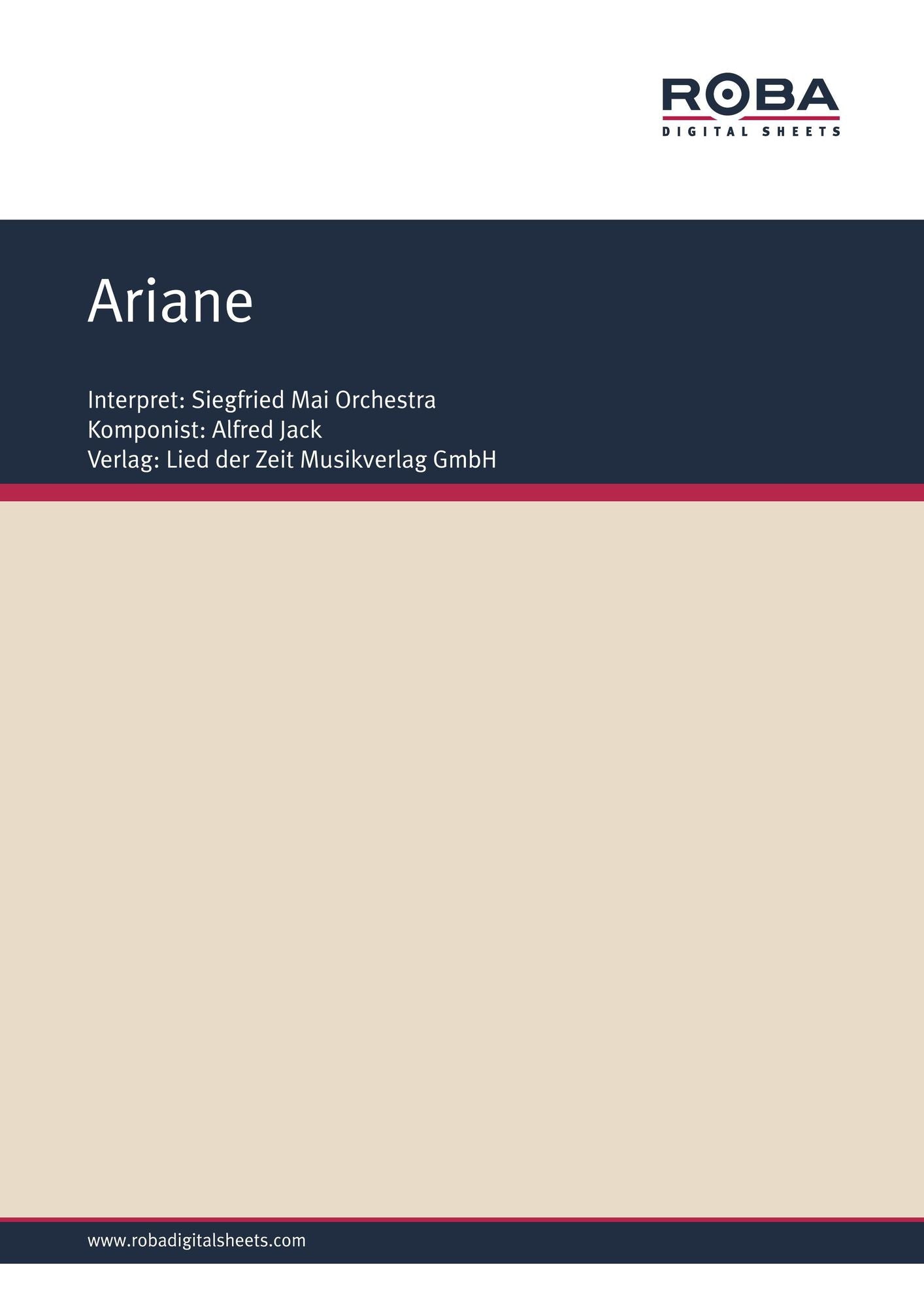 Ariane : Single Songbook, as performed by Siegfried Mai Orchestra