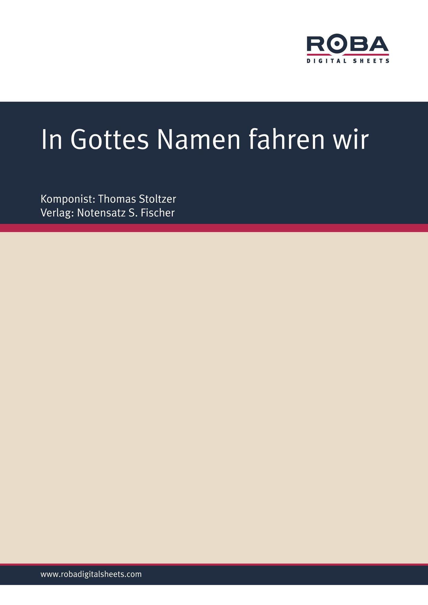 In Gottes Namen fahren wir: Sheet Music
