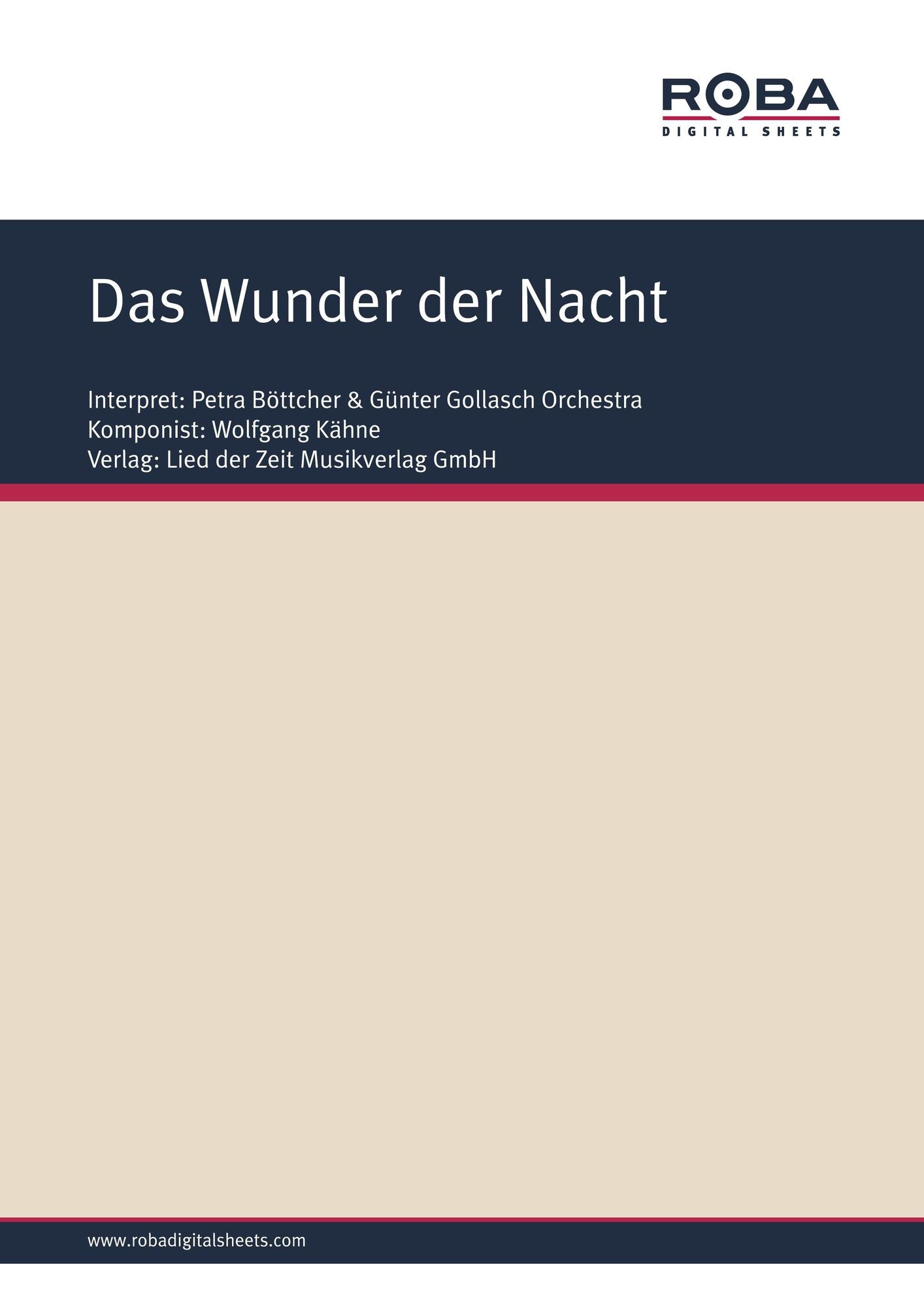 Das Wunder der Nacht : as performed by Petra Böttcher & Günter Gollasch Orchestra, Single Songbook