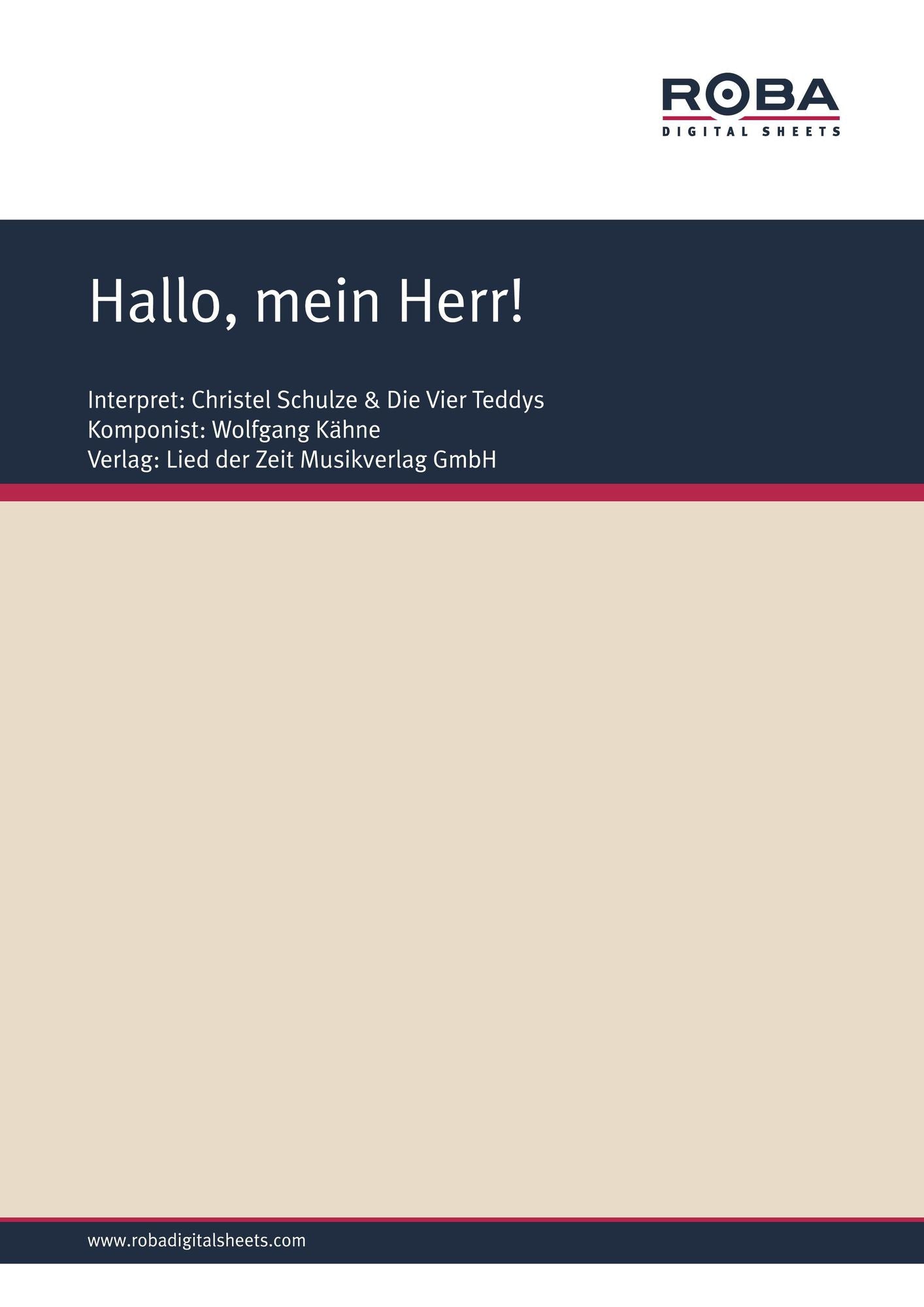 Hallo, mein Herr! : as performed by Christel Schulze, Single Songbook