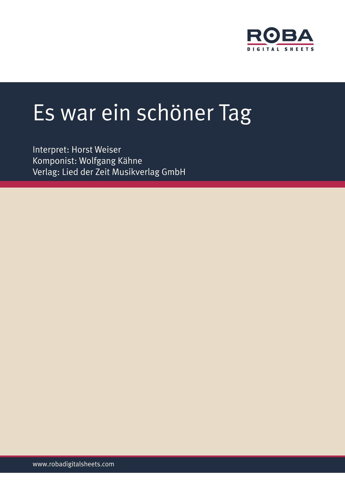 Es war ein schöner Tag : as performed by Horst Weiser, Single Songbook
