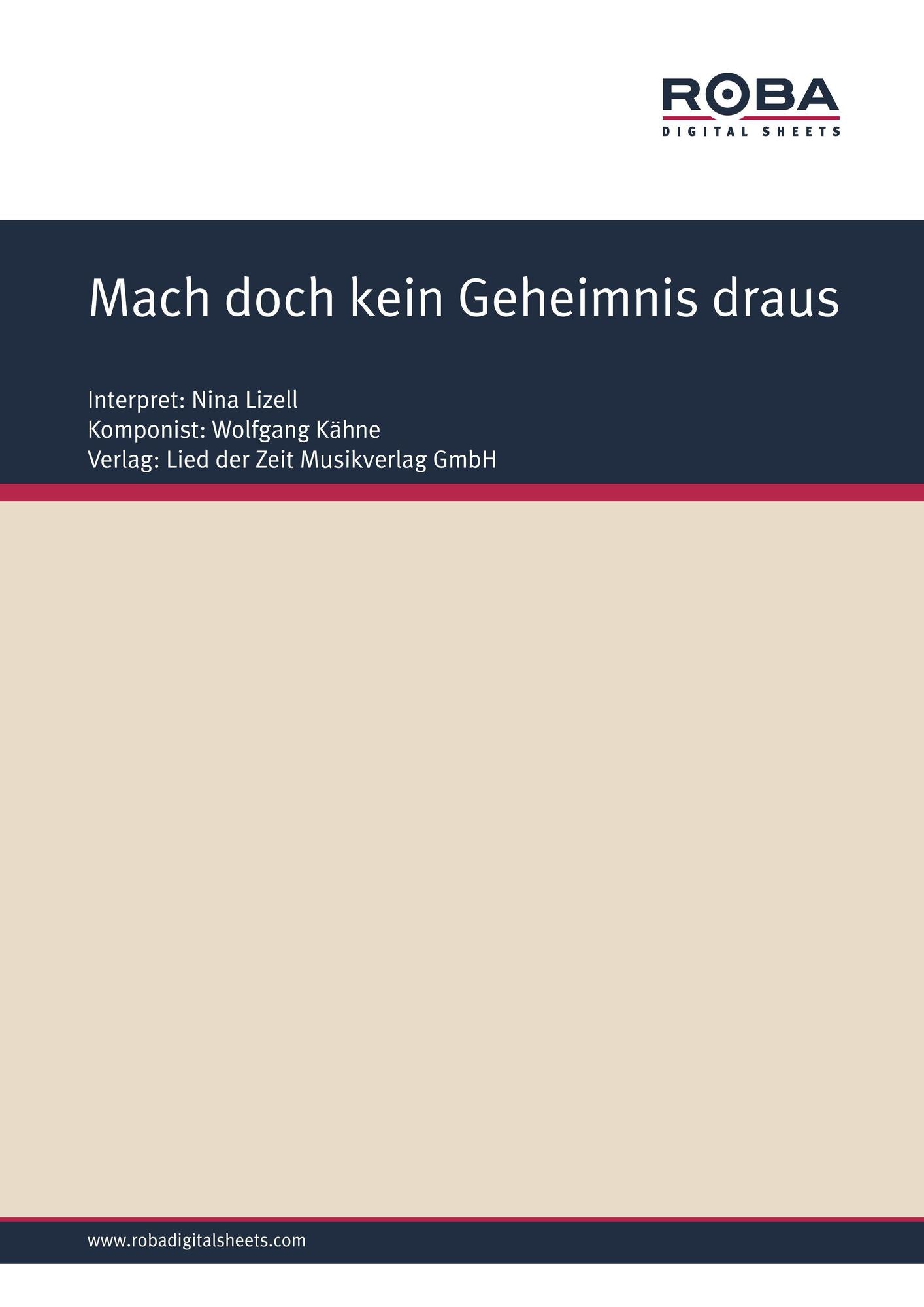Mach doch kein Geheimnis draus: as performed by Nina Lizell, Single Songbook