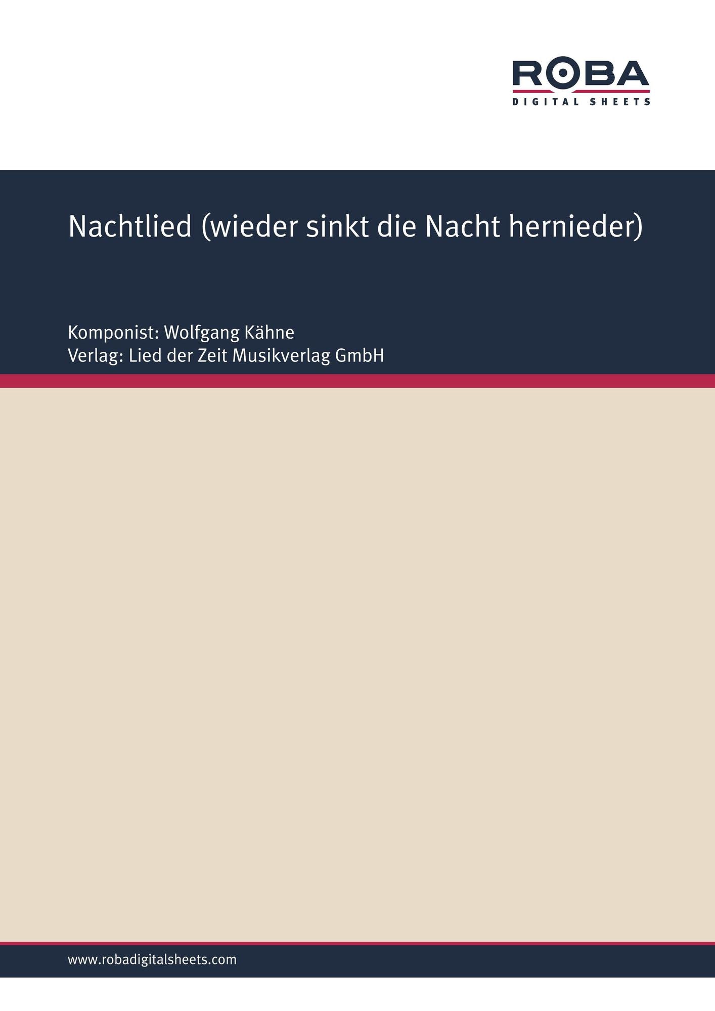 Nachtlied (wieder sinkt die Nacht hernieder) : Single Songbook