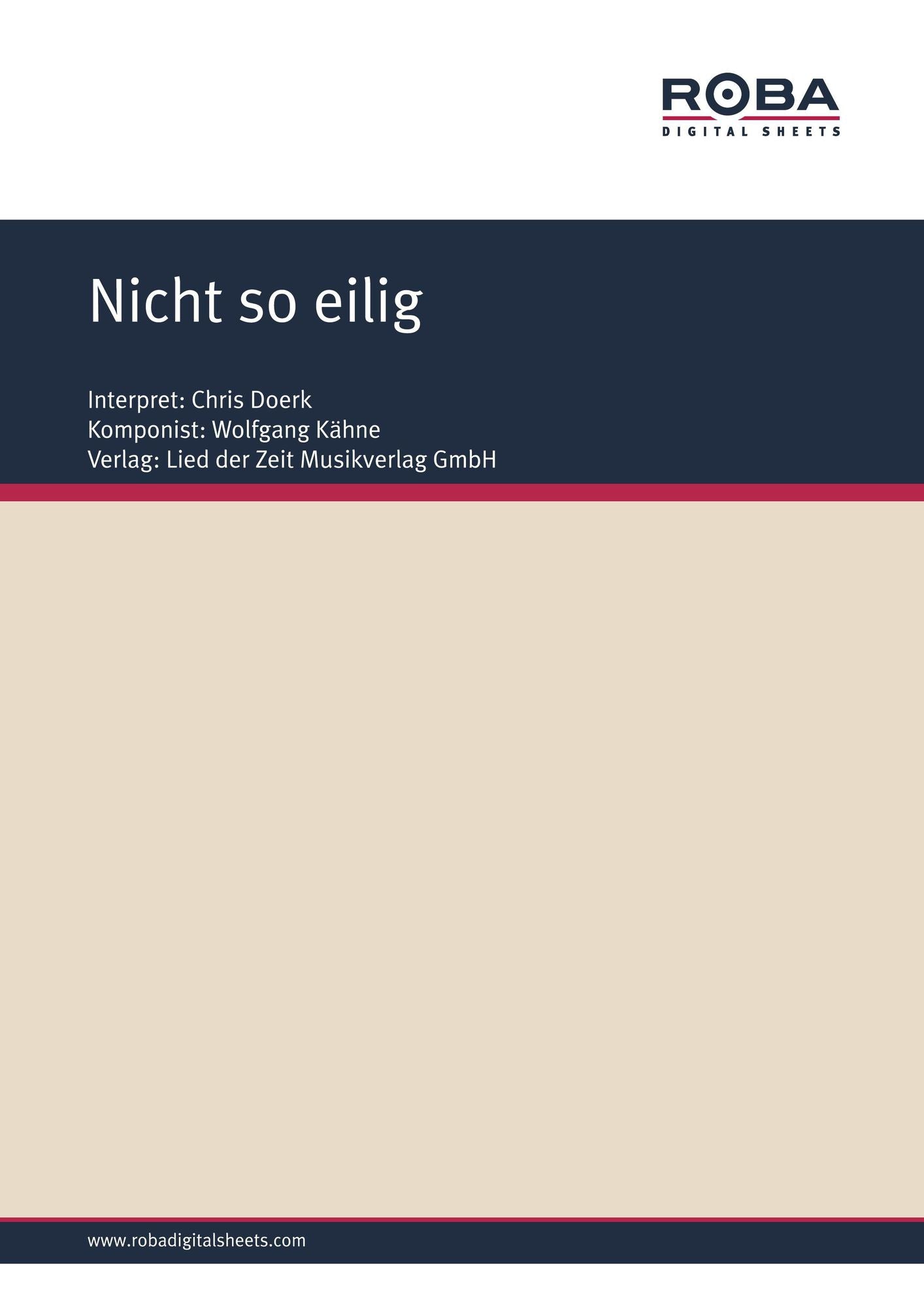 Nicht so eilig : as performed by Chris Doerk, Single Songbook