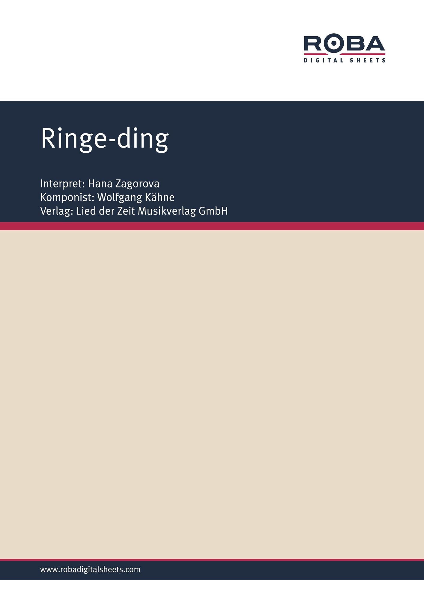 Ringe-ding : as performed by Hana Zagorova, Single Songbook
