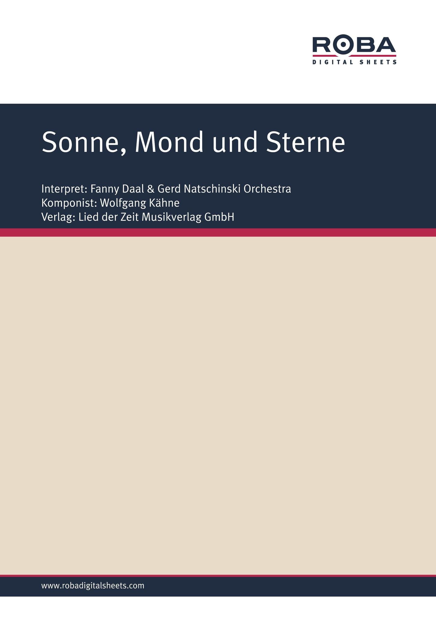 Sonne, Mond und Sterne : as performed by Fanny Daal & Gerd Natschinski Orchestra, Single Songbook
