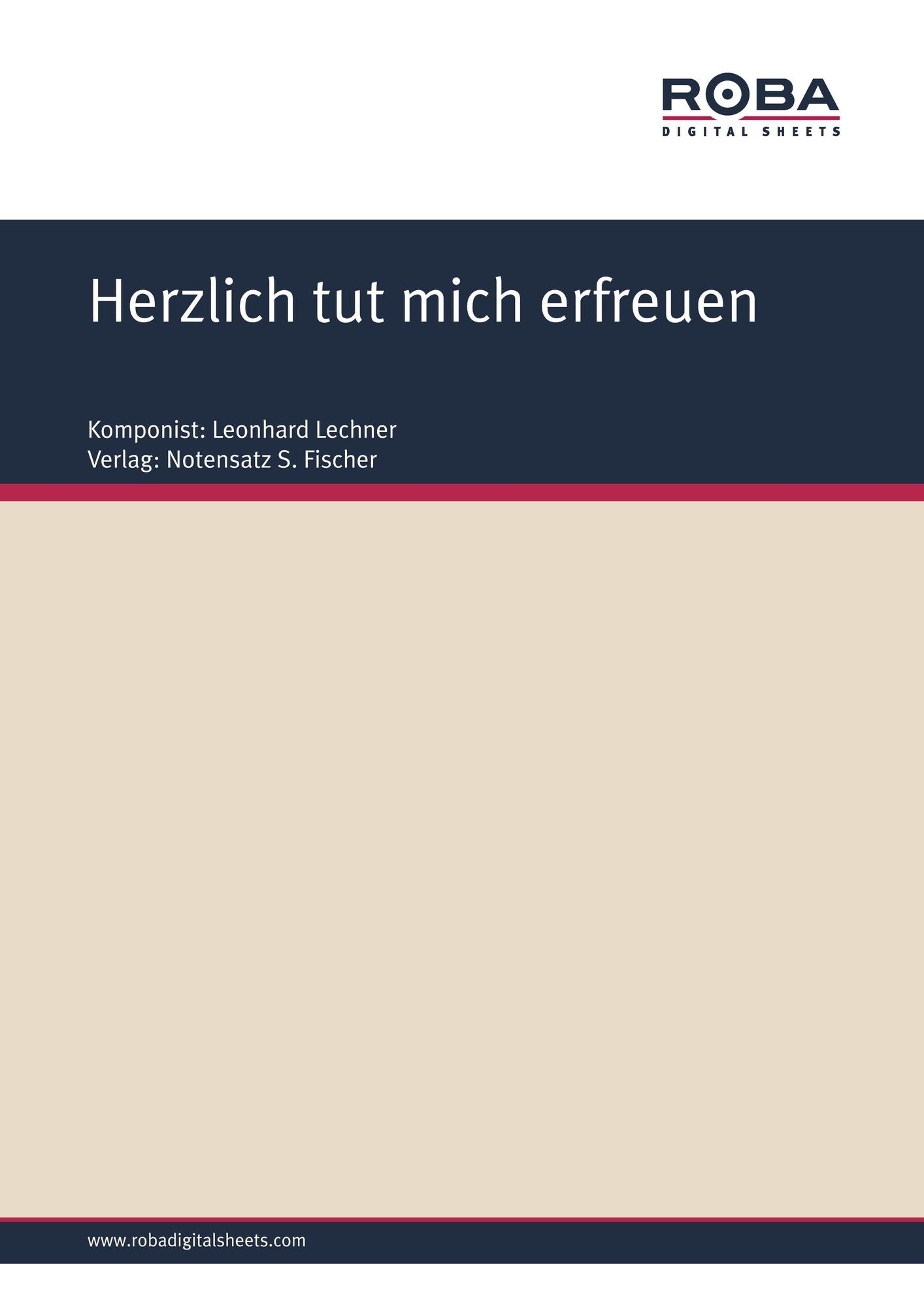 Herzlich tut mich erfreuen : Sheet Music