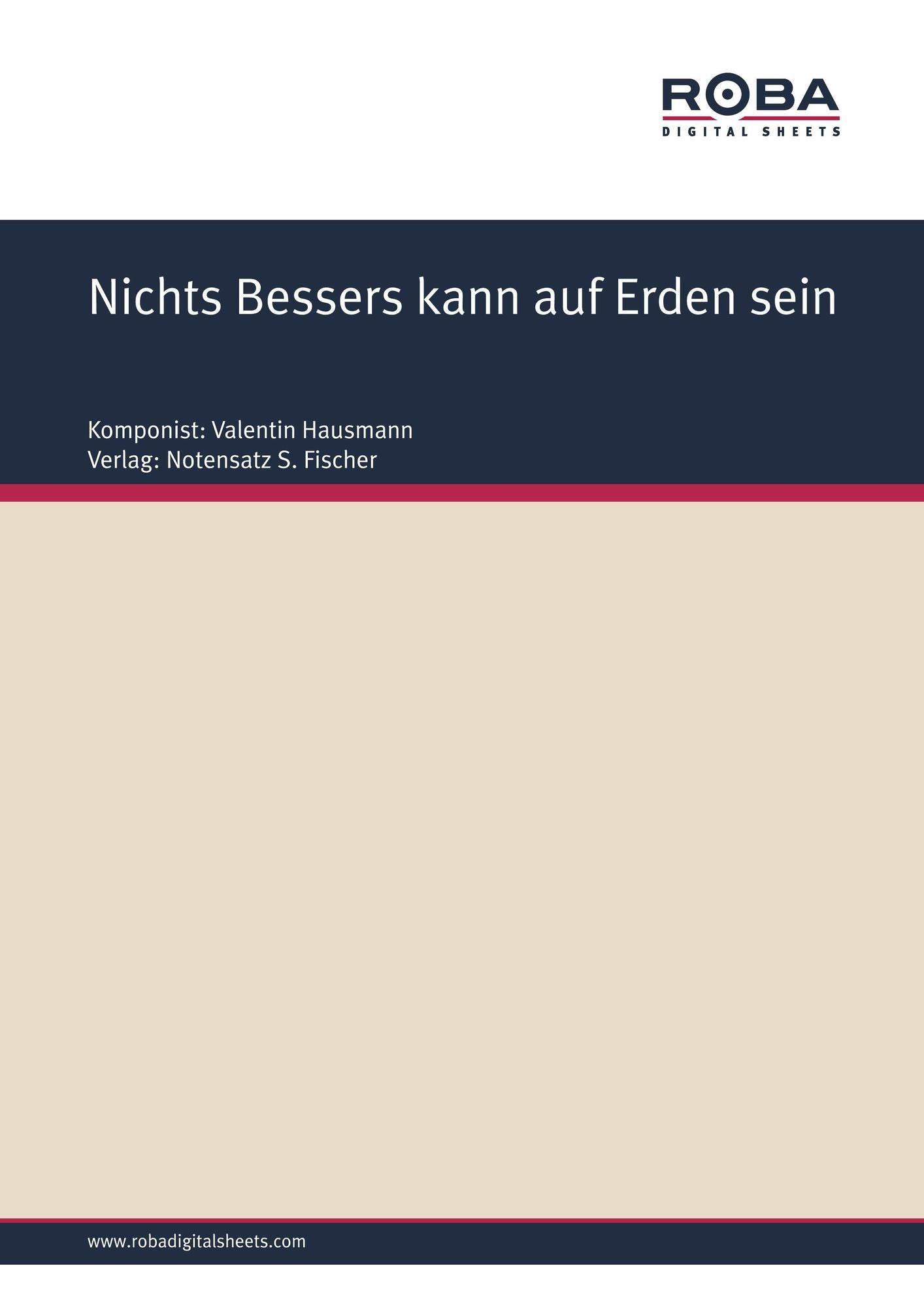 Nichts Bessers kann auf Erden sein : Sheet Music