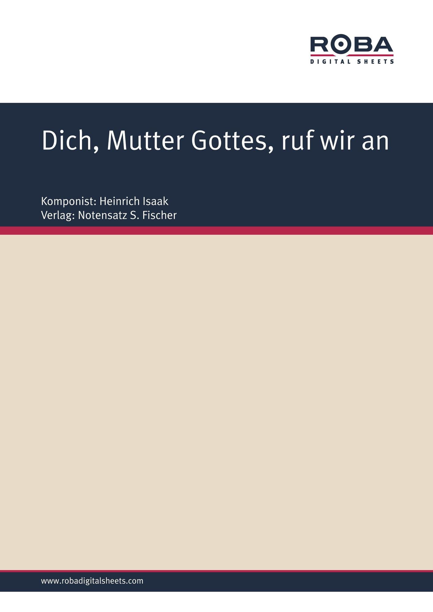 Dich, Mutter Gottes, ruf wir an : Sheet Music