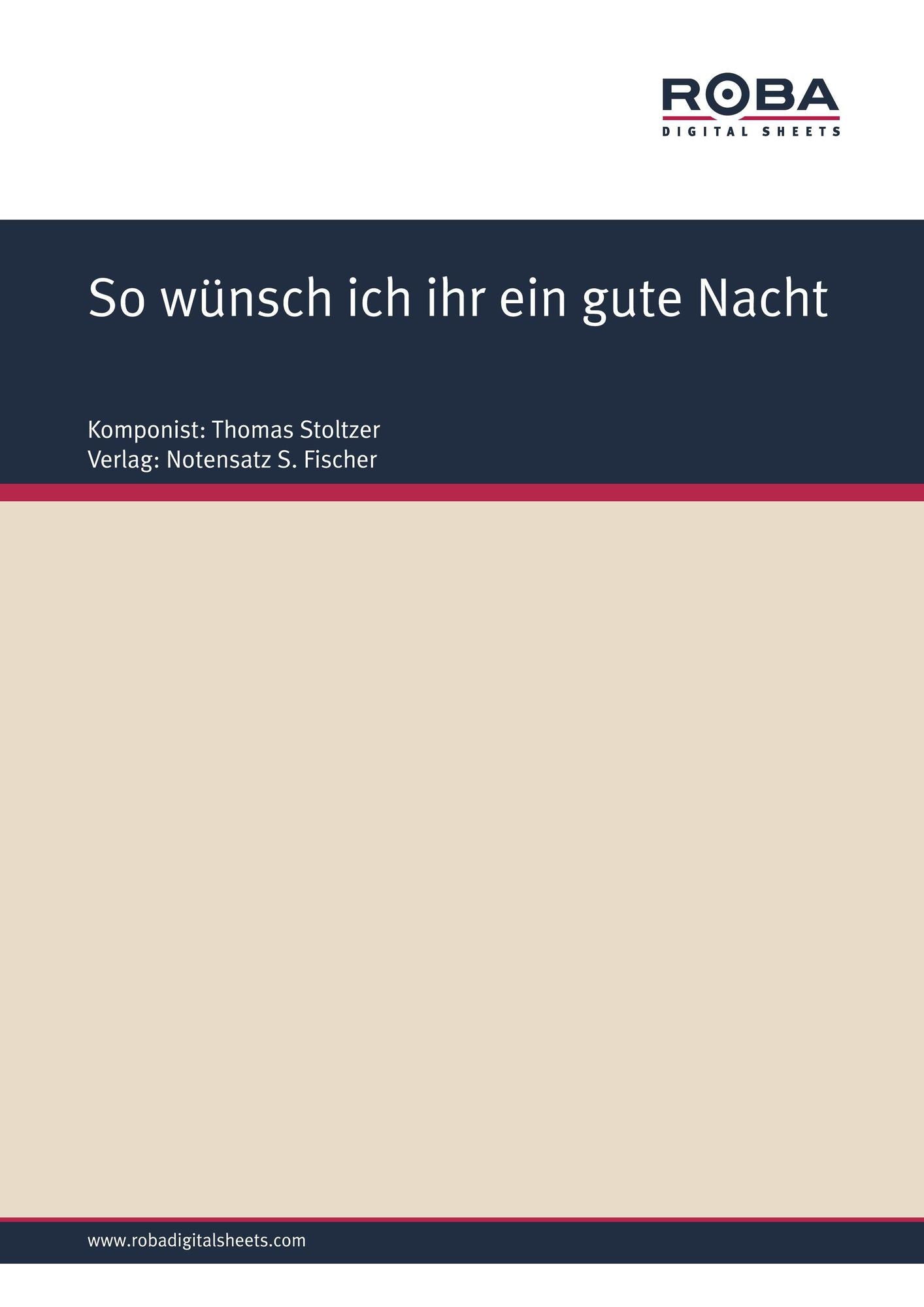 So wünsch ich ihr ein gute Nacht: Sheet Music