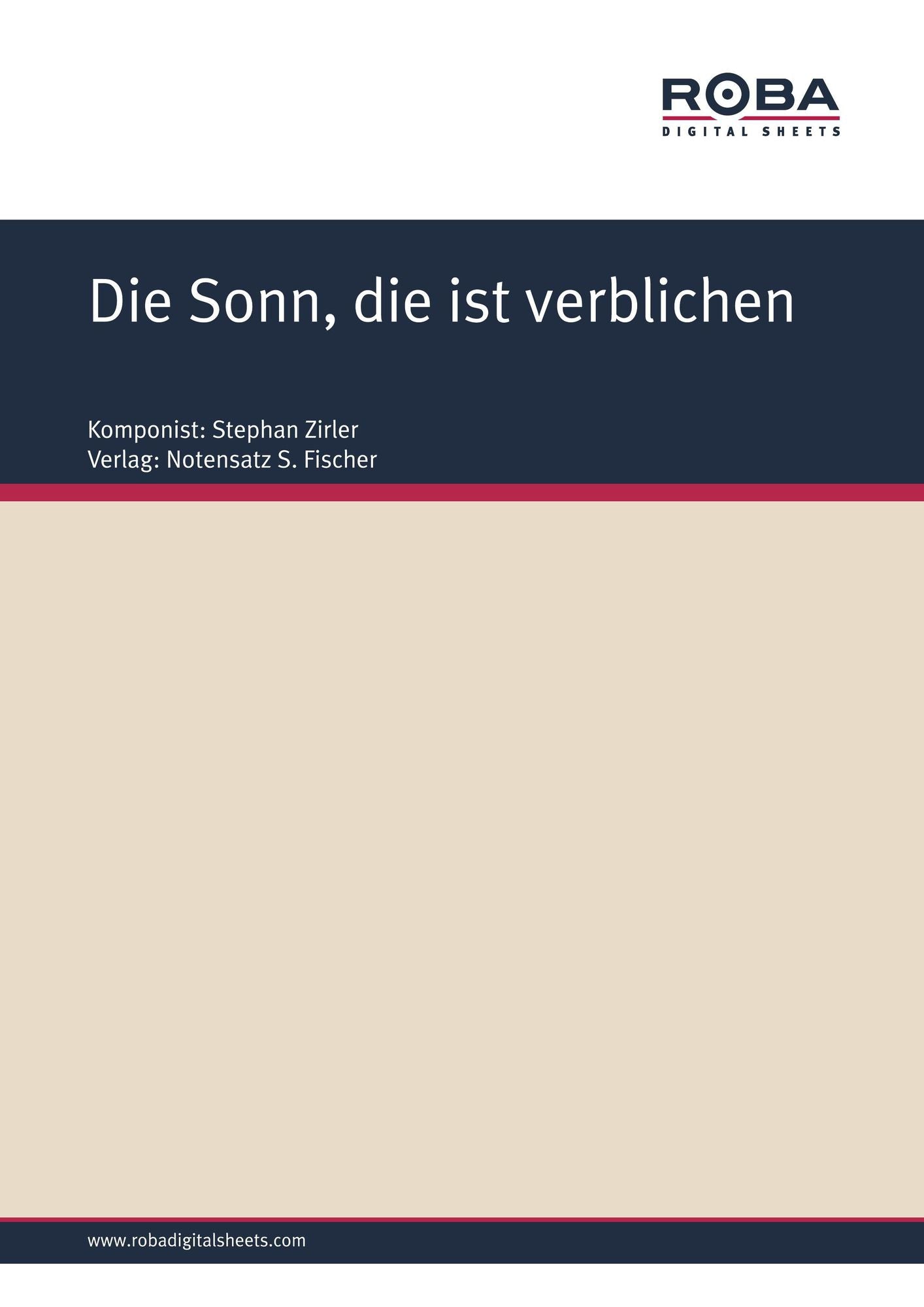 Die Sonn, die ist verblichen : Sheet Music