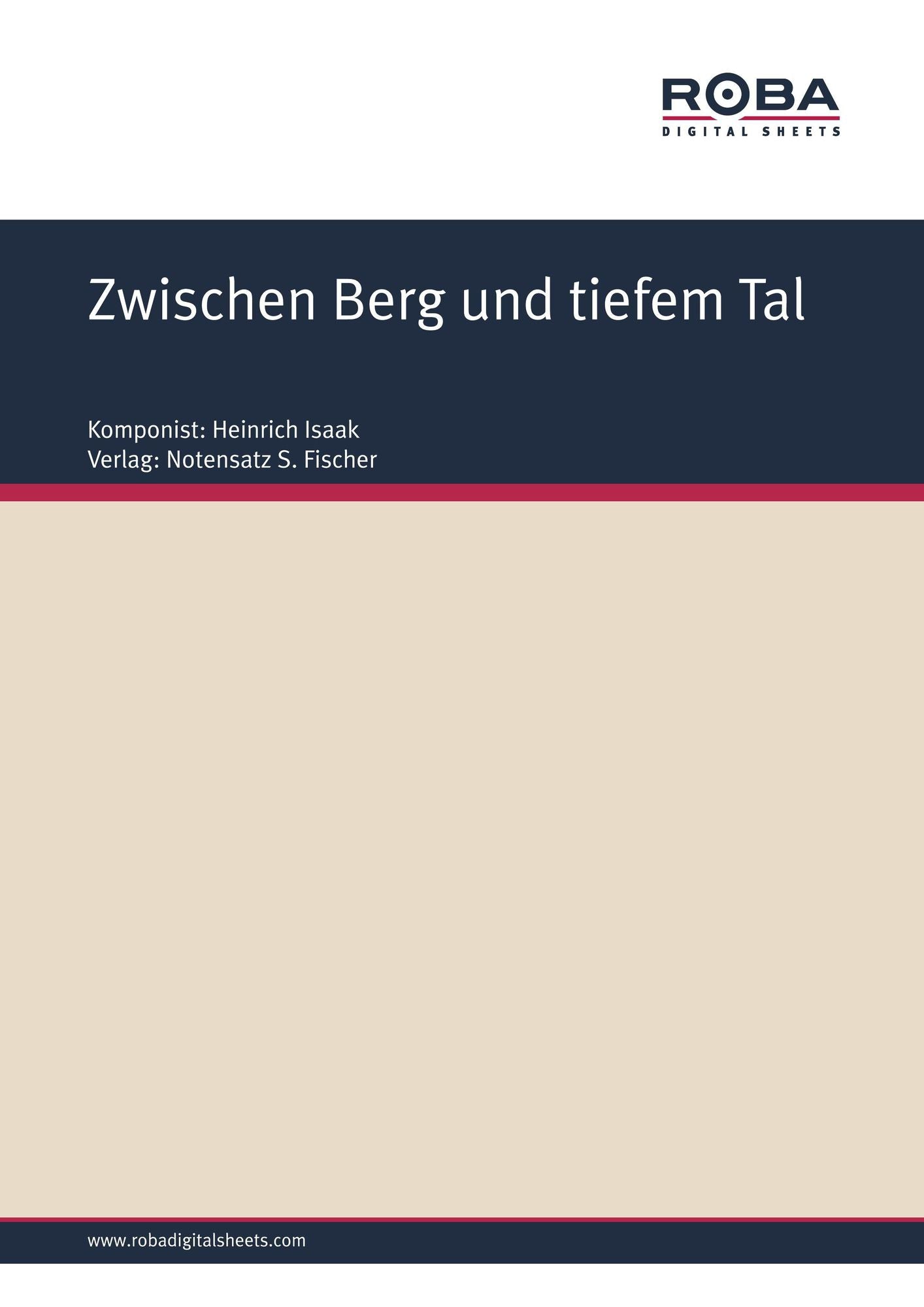 Zwischen Berg und tiefem Tal : Sheet Music