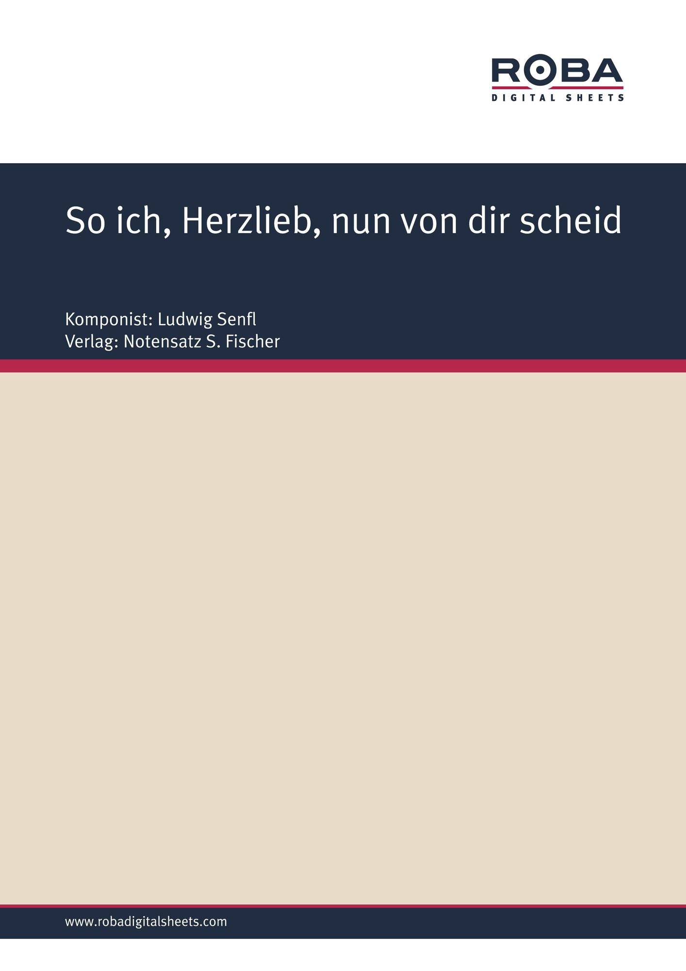So ich, Herzlieb, nun von dir scheid : Sheet Music