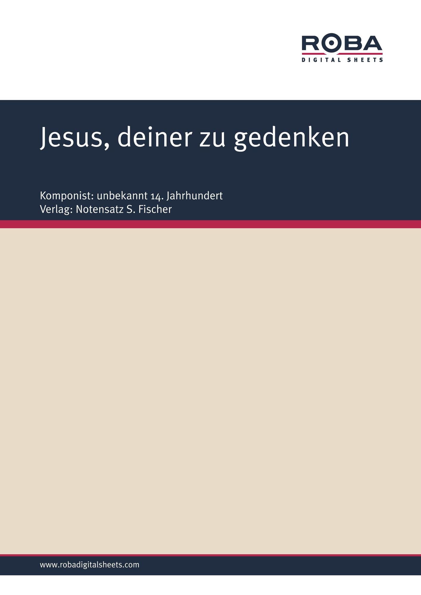 Jesus, deiner zu gedenken: Sheet Music