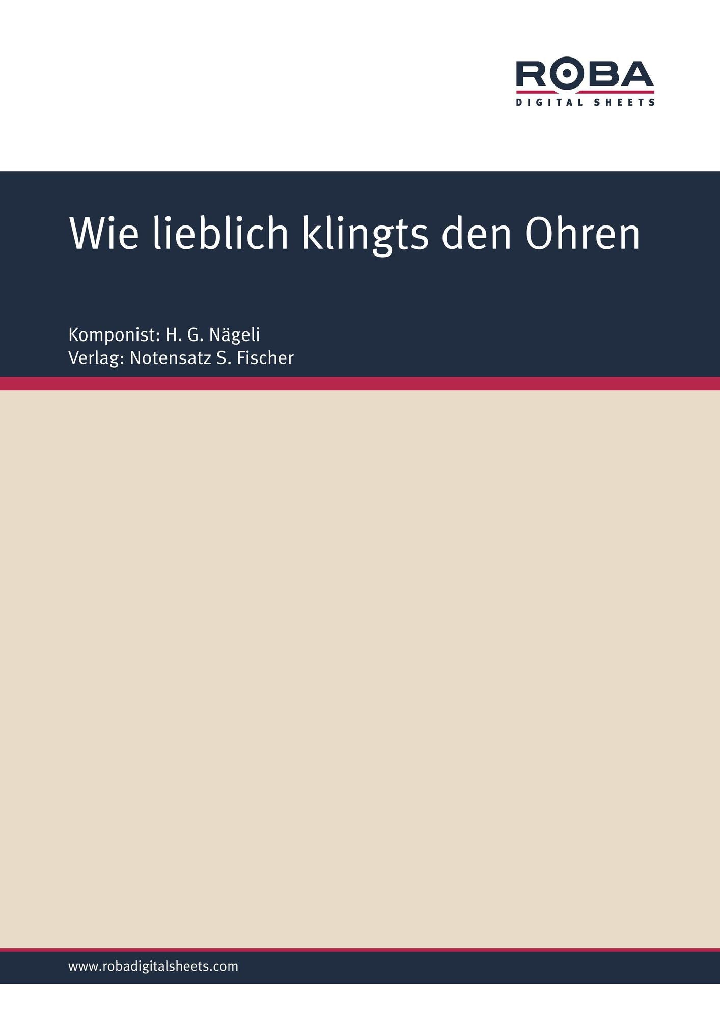 Wie lieblich klingts den Ohren: Sheet Music