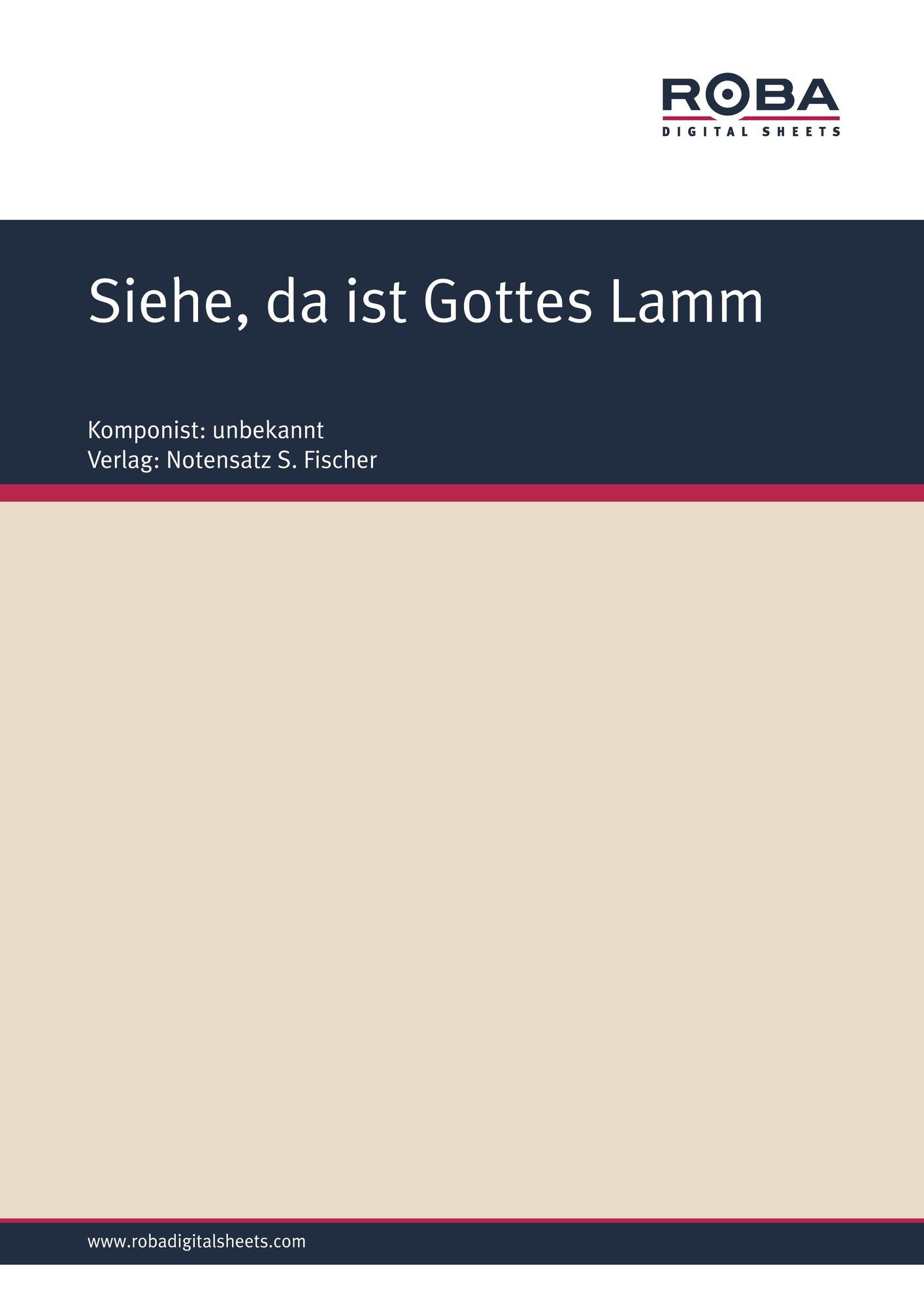 Siehe, da ist Gottes Lamm: Sheet Music