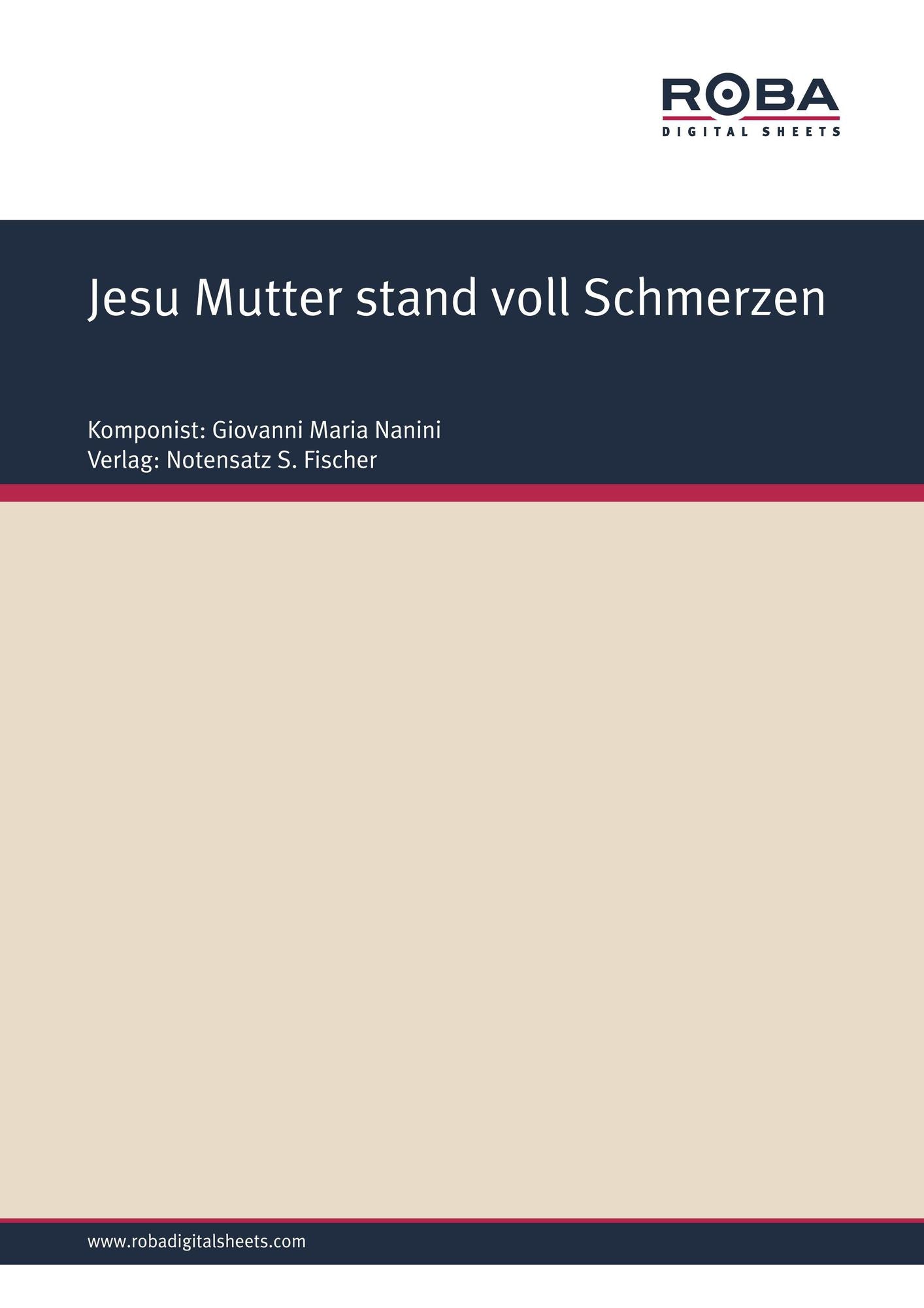 Jesu Mutter stand voll Schmerzen: Sheet Music