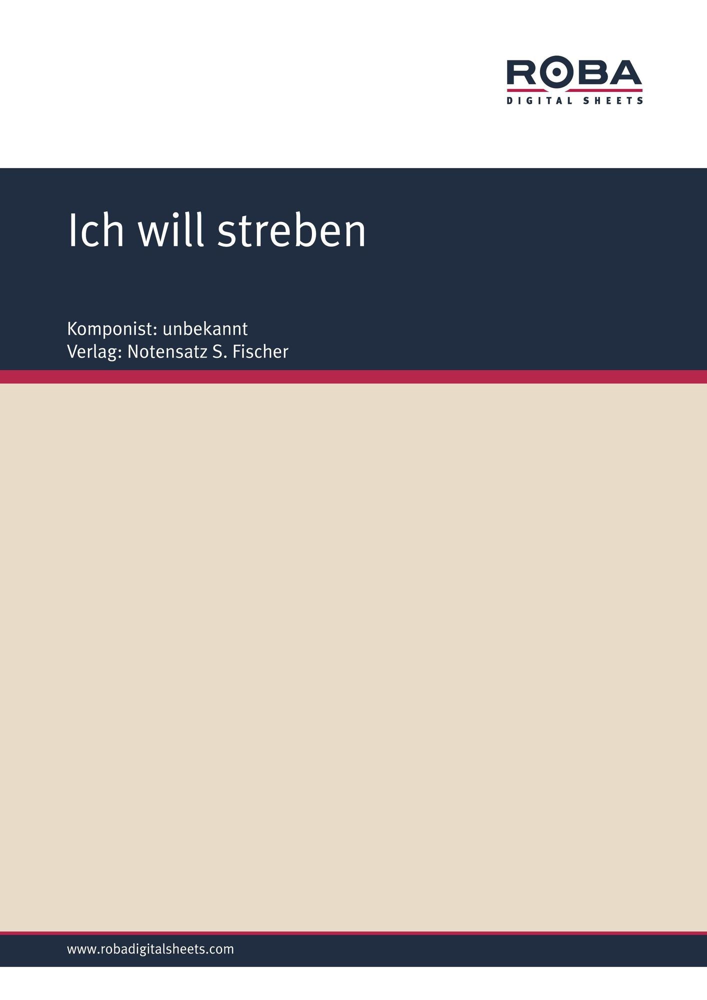 Ich will streben: Sheet Music