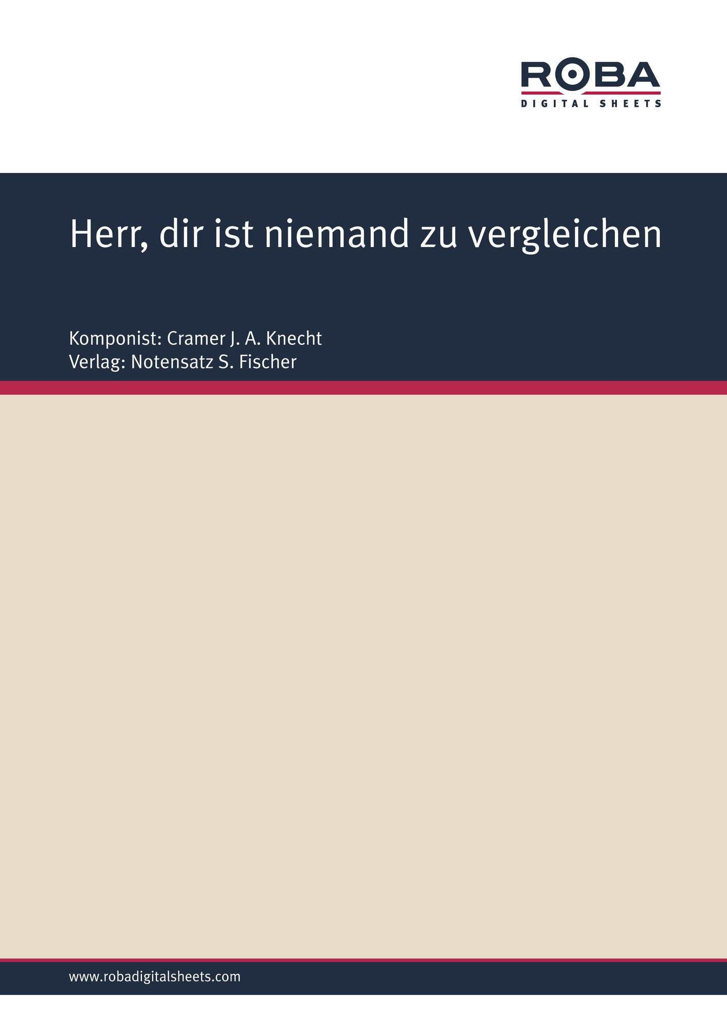 Herr, dir ist niemand zu vergleichen: Sheet Music