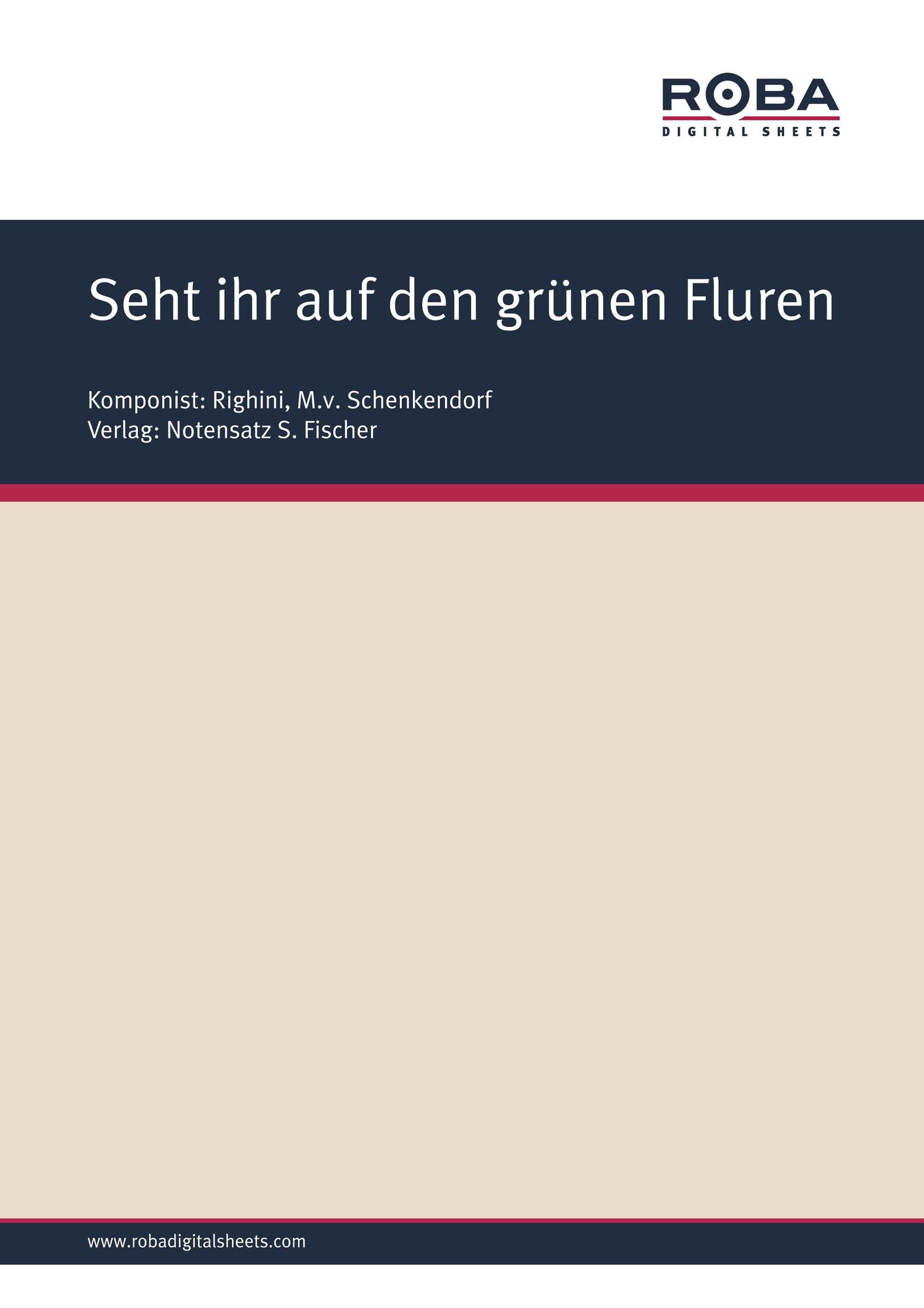 Seht ihr auf den grünen Fluren: Sheet Music