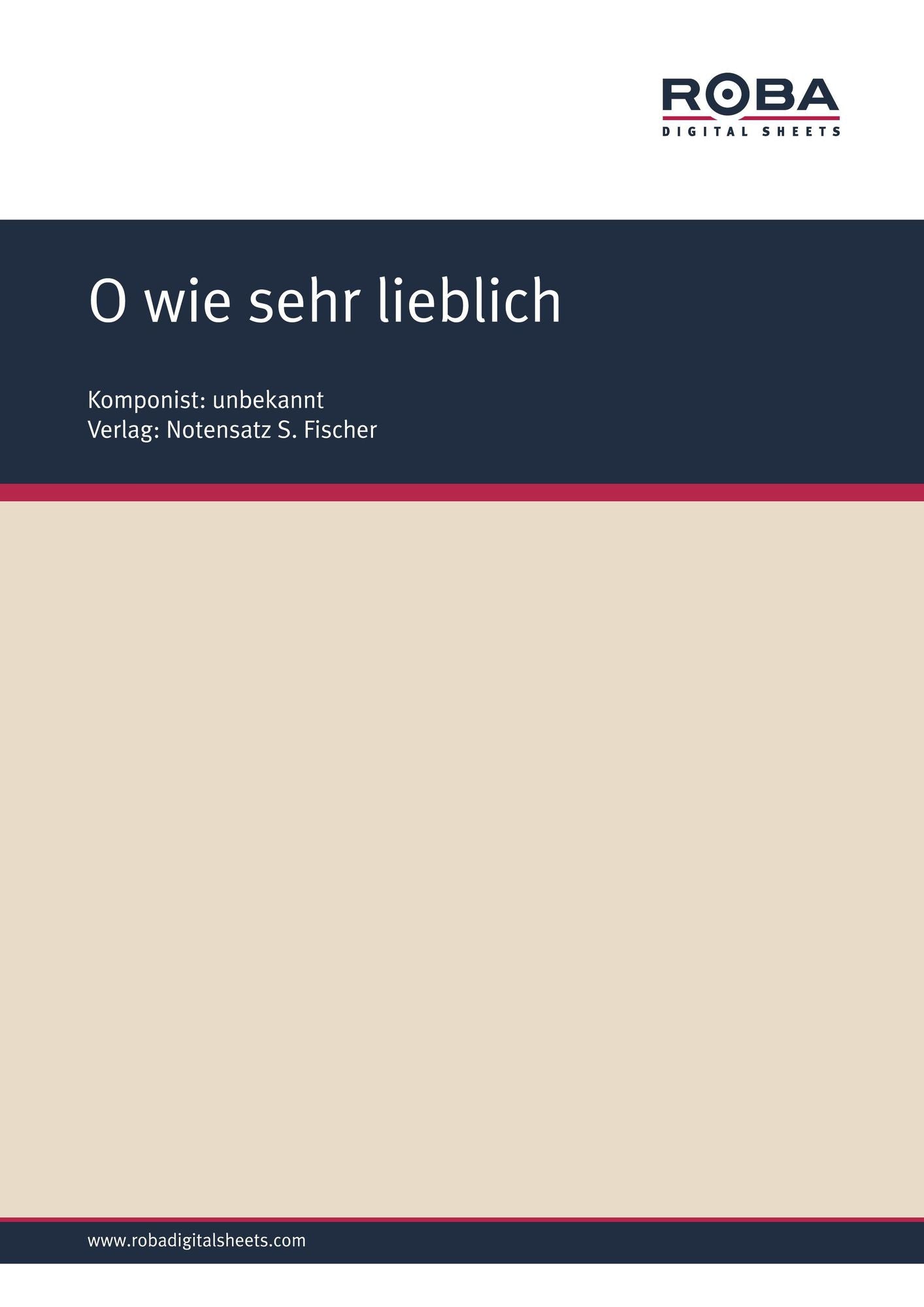 O wie sehr lieblich: Sheet Music